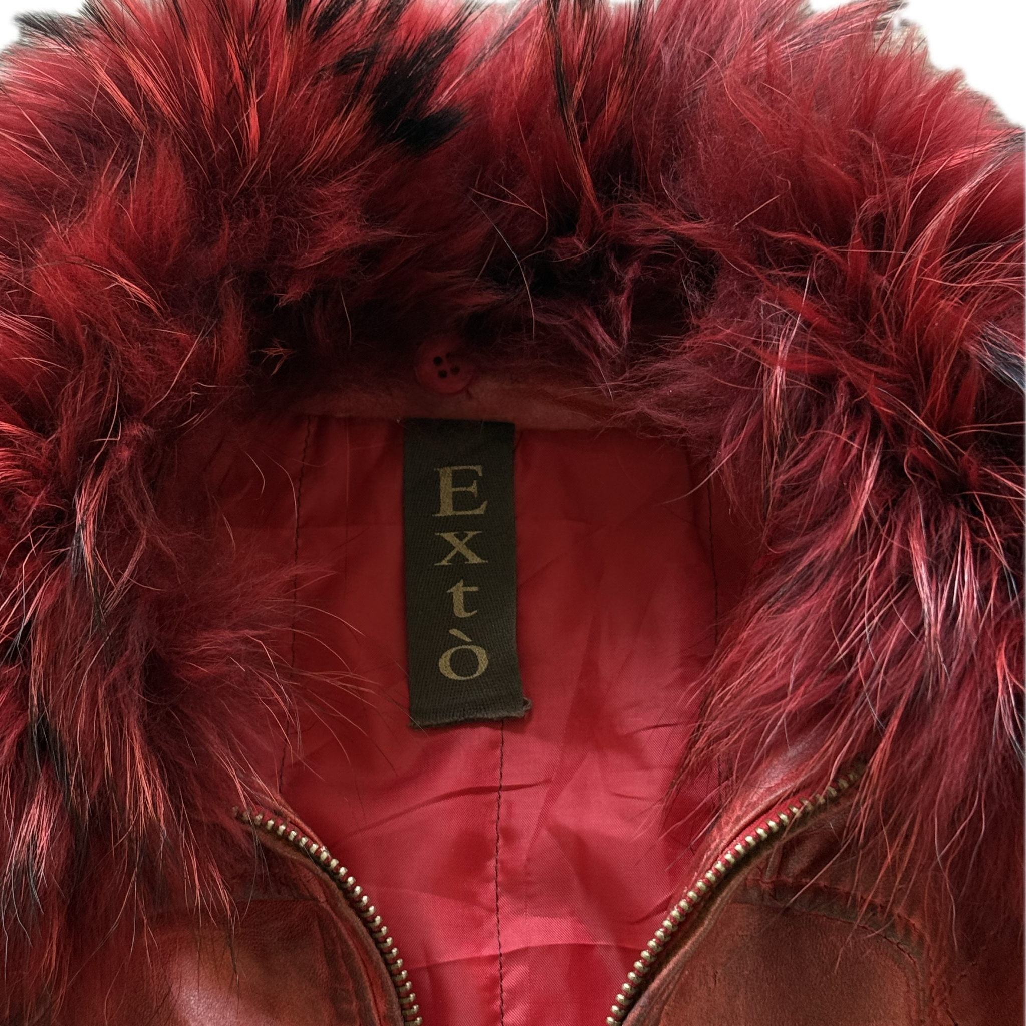 Fur collar leather jacket