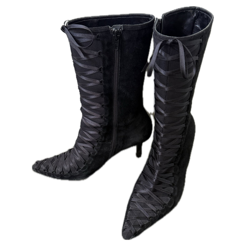 Vintage lace detail boots