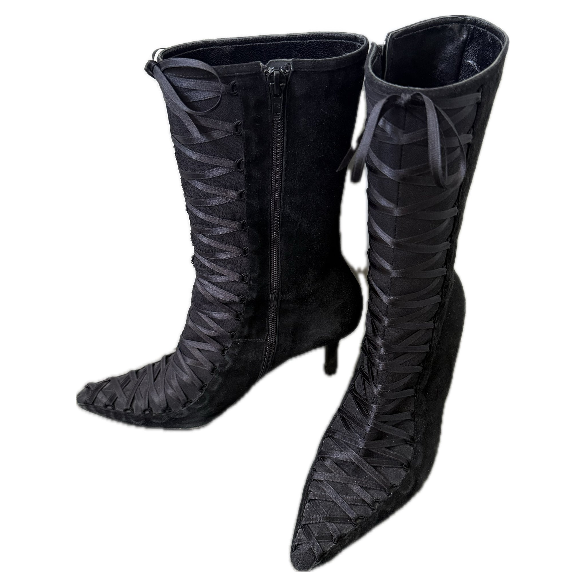 Vintage lace detail boots