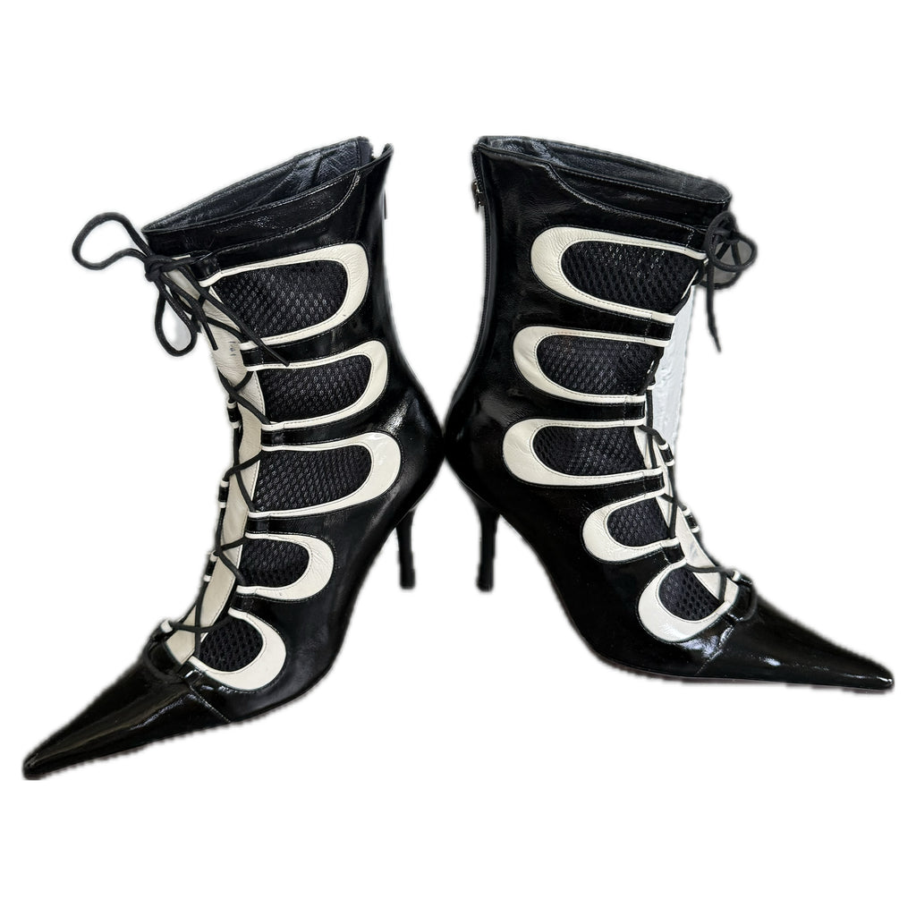 Vintage moto style heeled boots