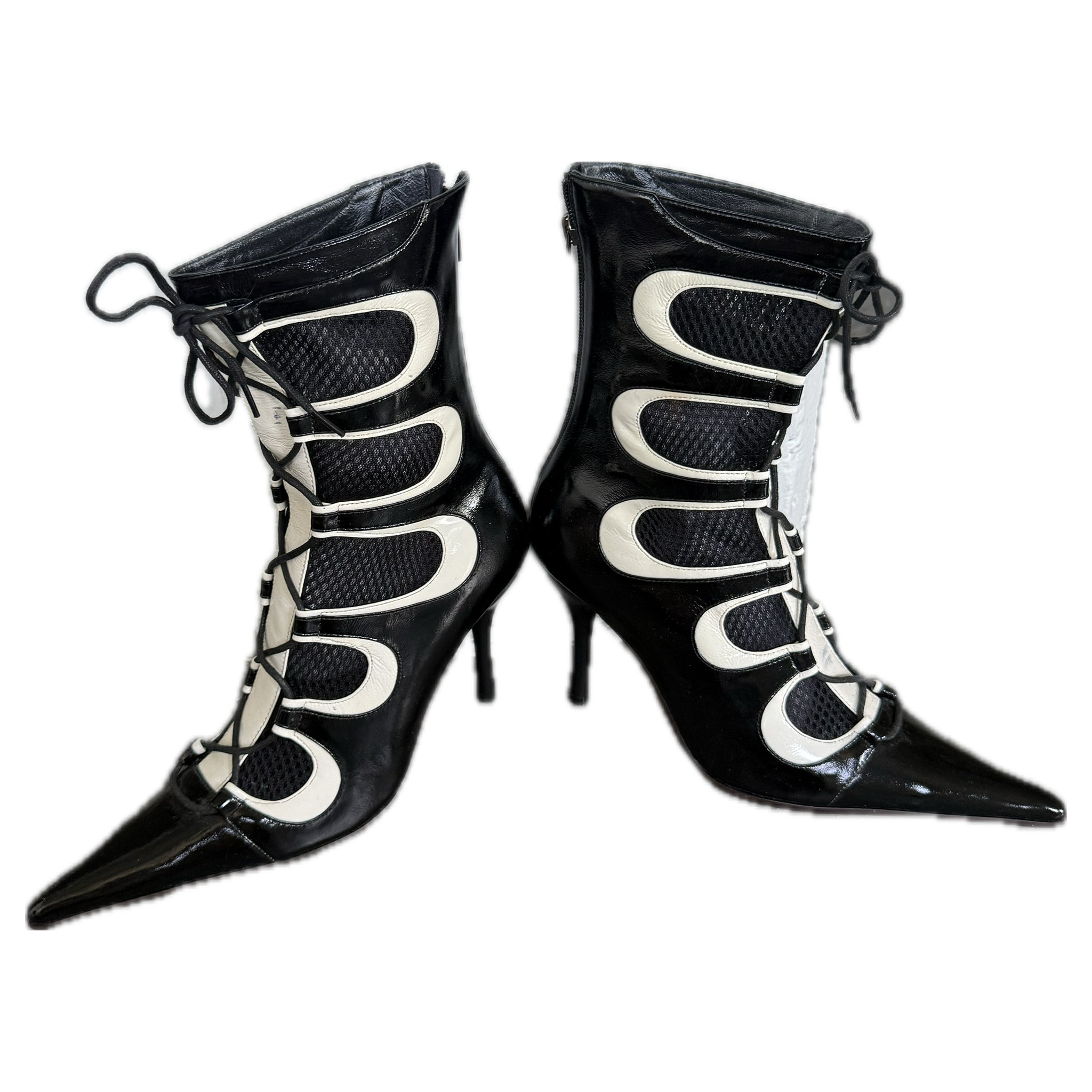 Vintage moto style heeled boots