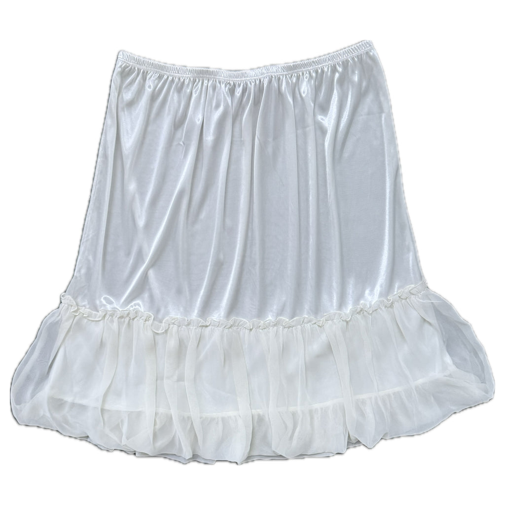 White ruffle midi skirt