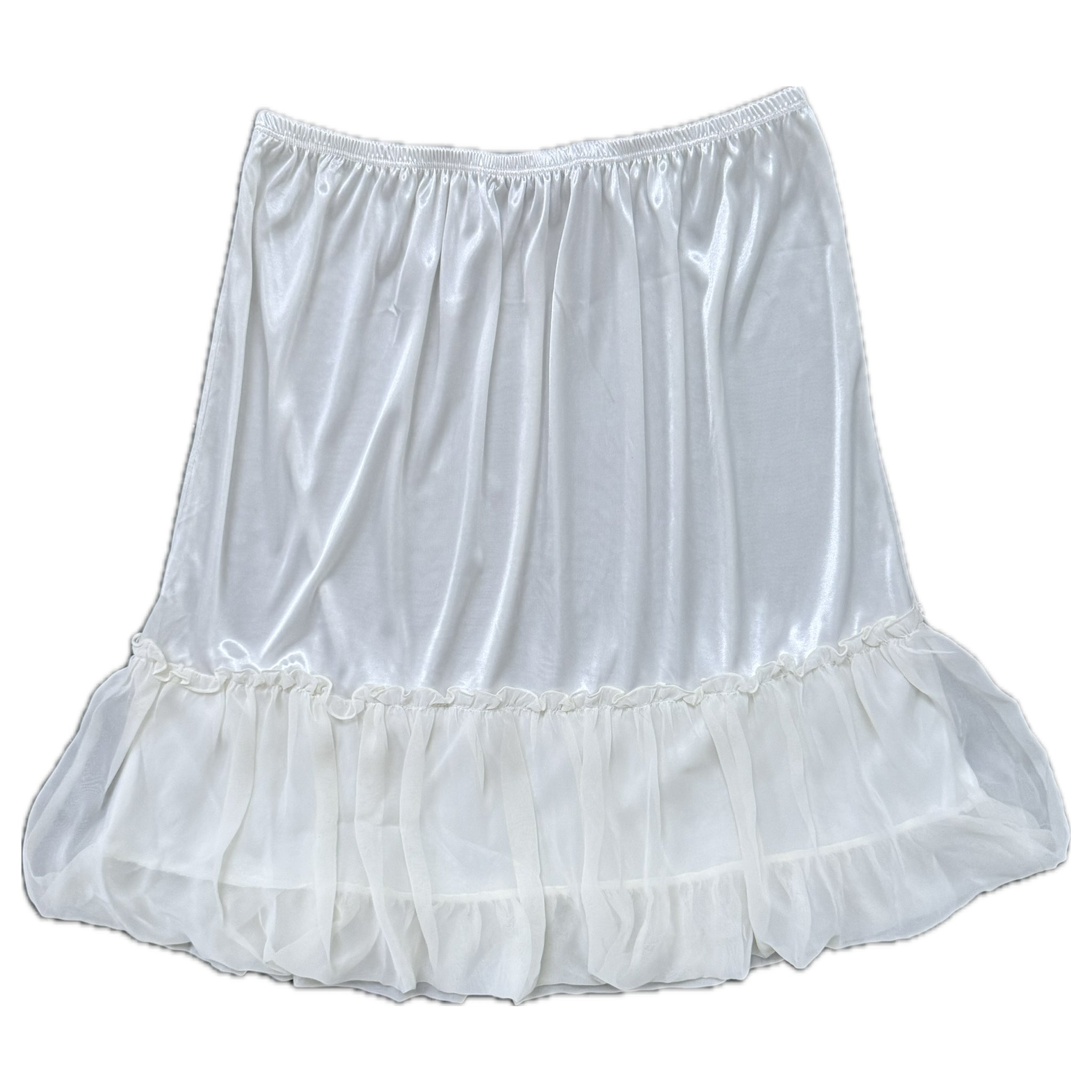White ruffle midi skirt