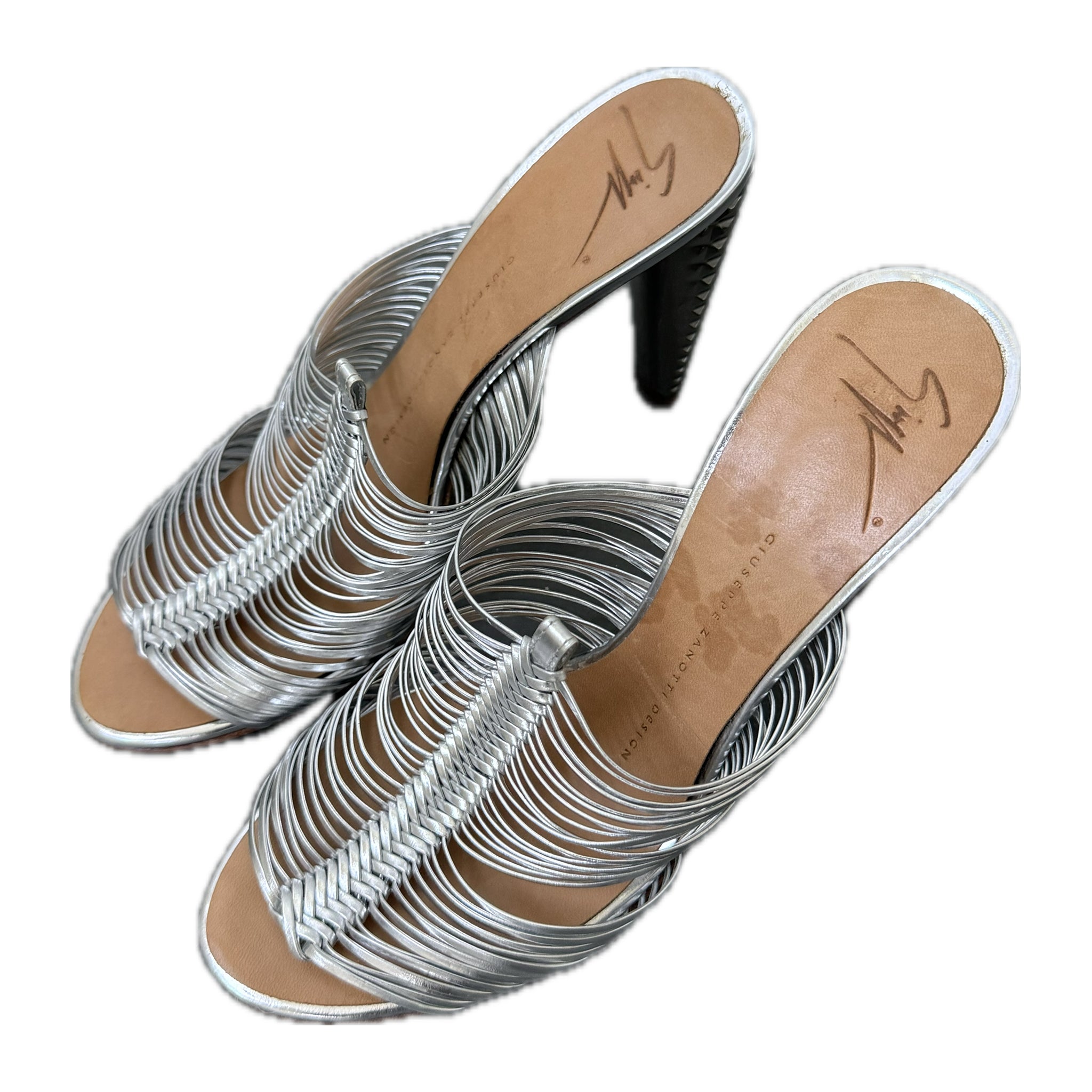 Guiseppe Zanotti silver leather heels