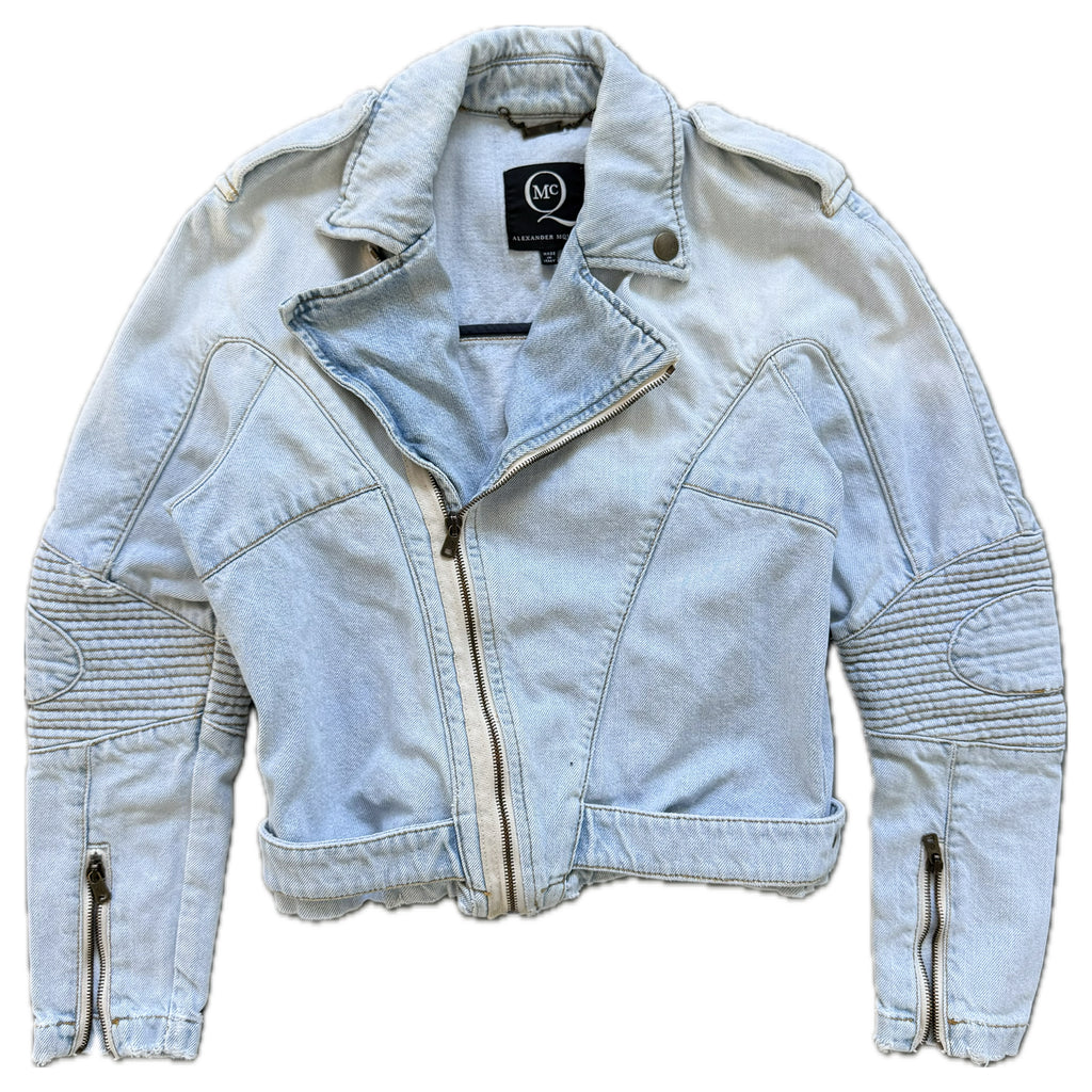 Alexander Mcqueen denim moto jacket