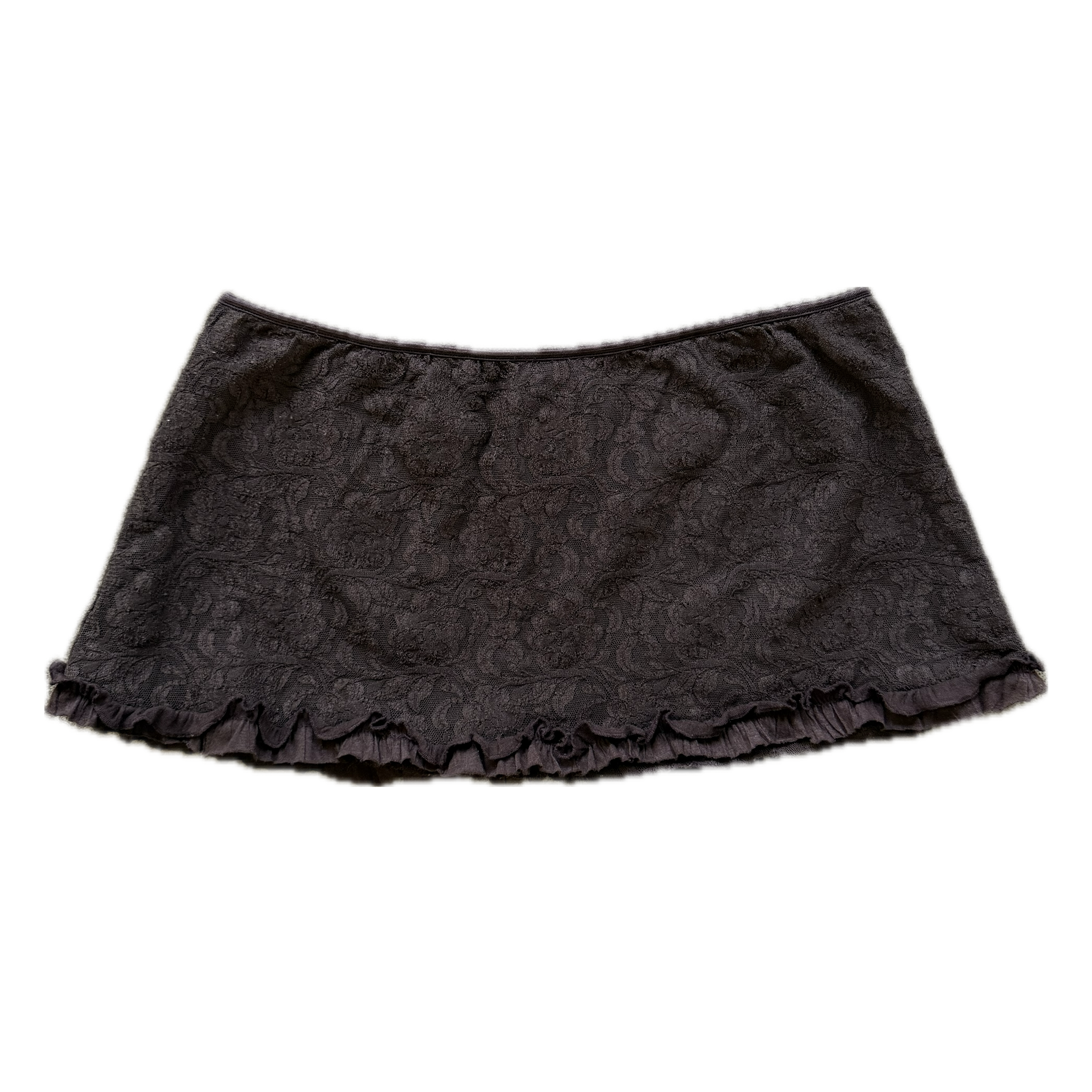 Brown lace micro mini skirt