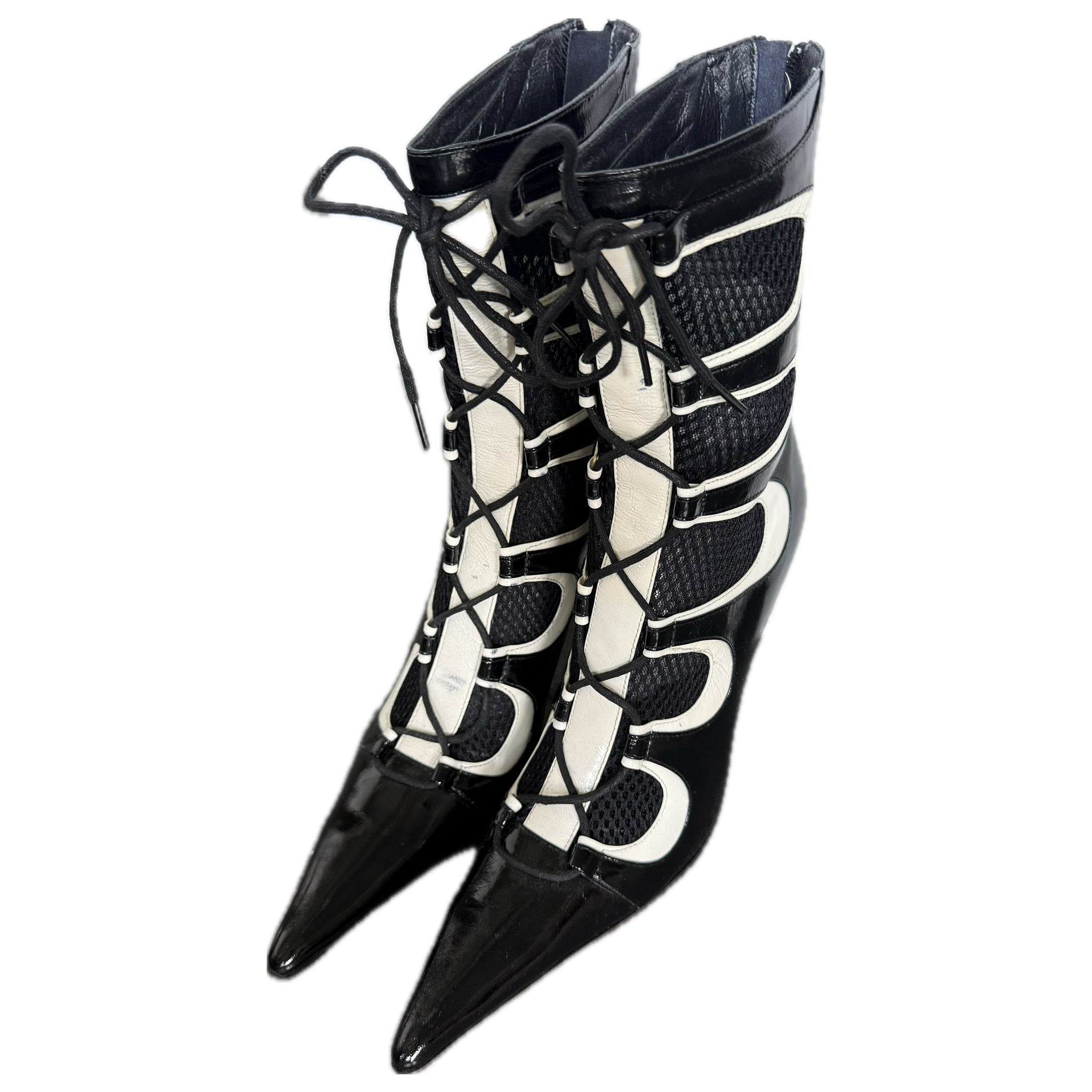 Vintage moto style heeled boots