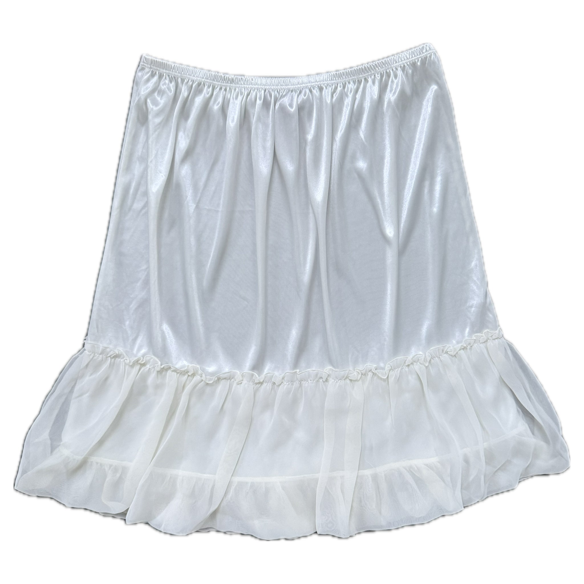 White ruffle midi skirt