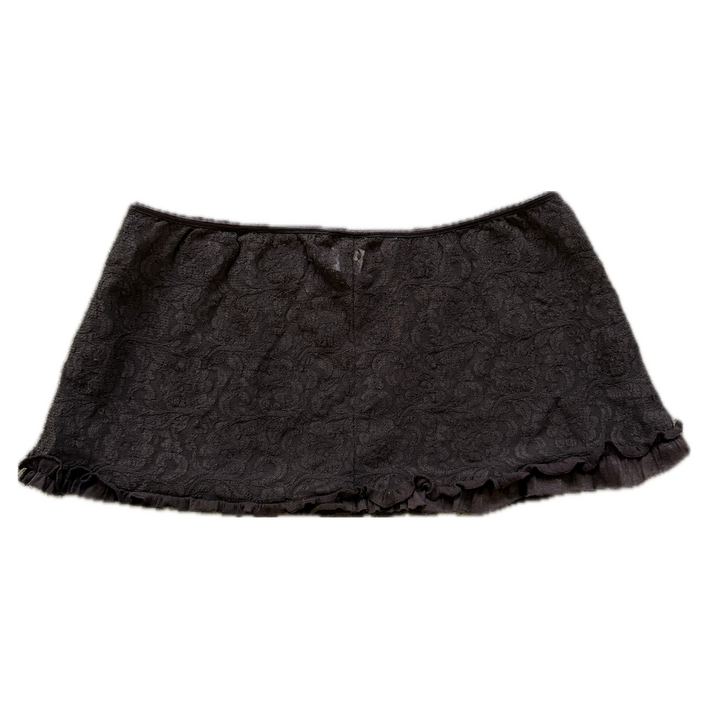 Brown lace micro mini skirt