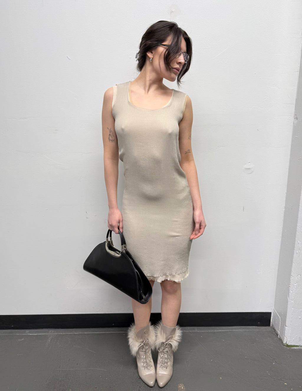 Silk chiffon layered dress