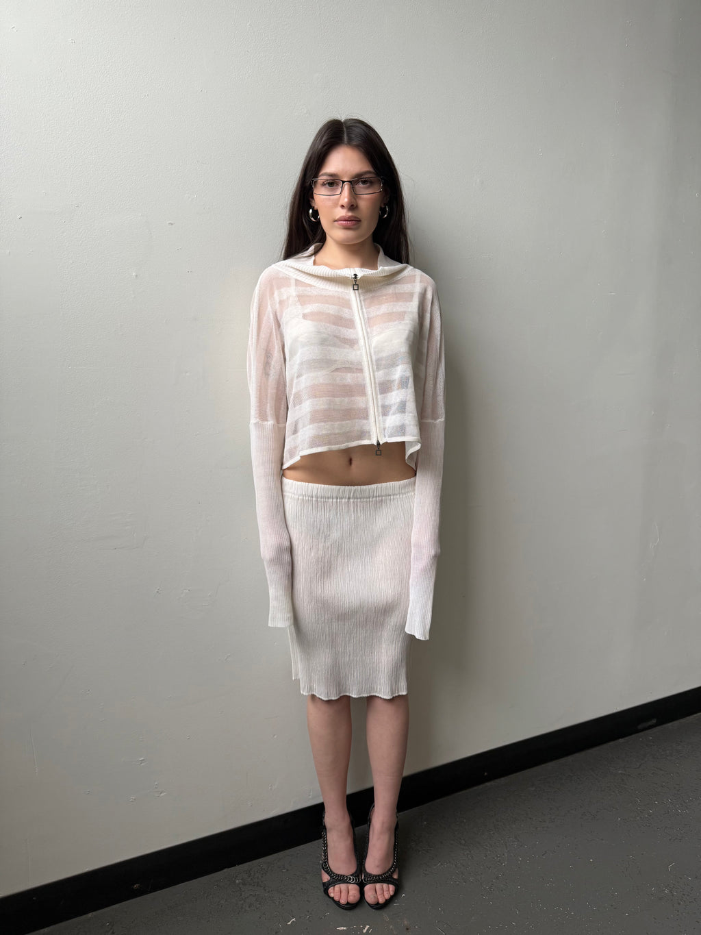 Sarah Pacini cropped long sleeve top