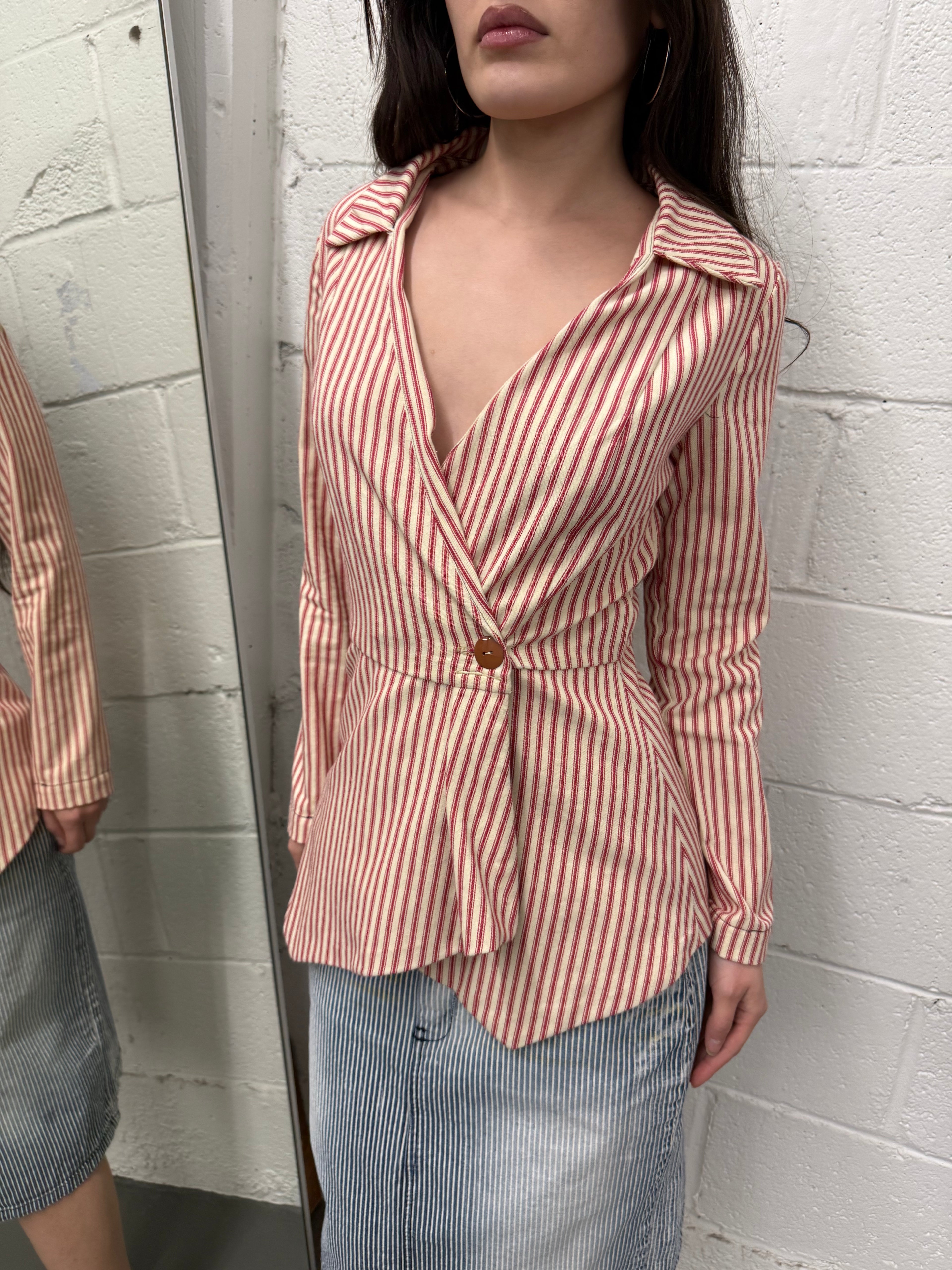 Striped asymmetrical top