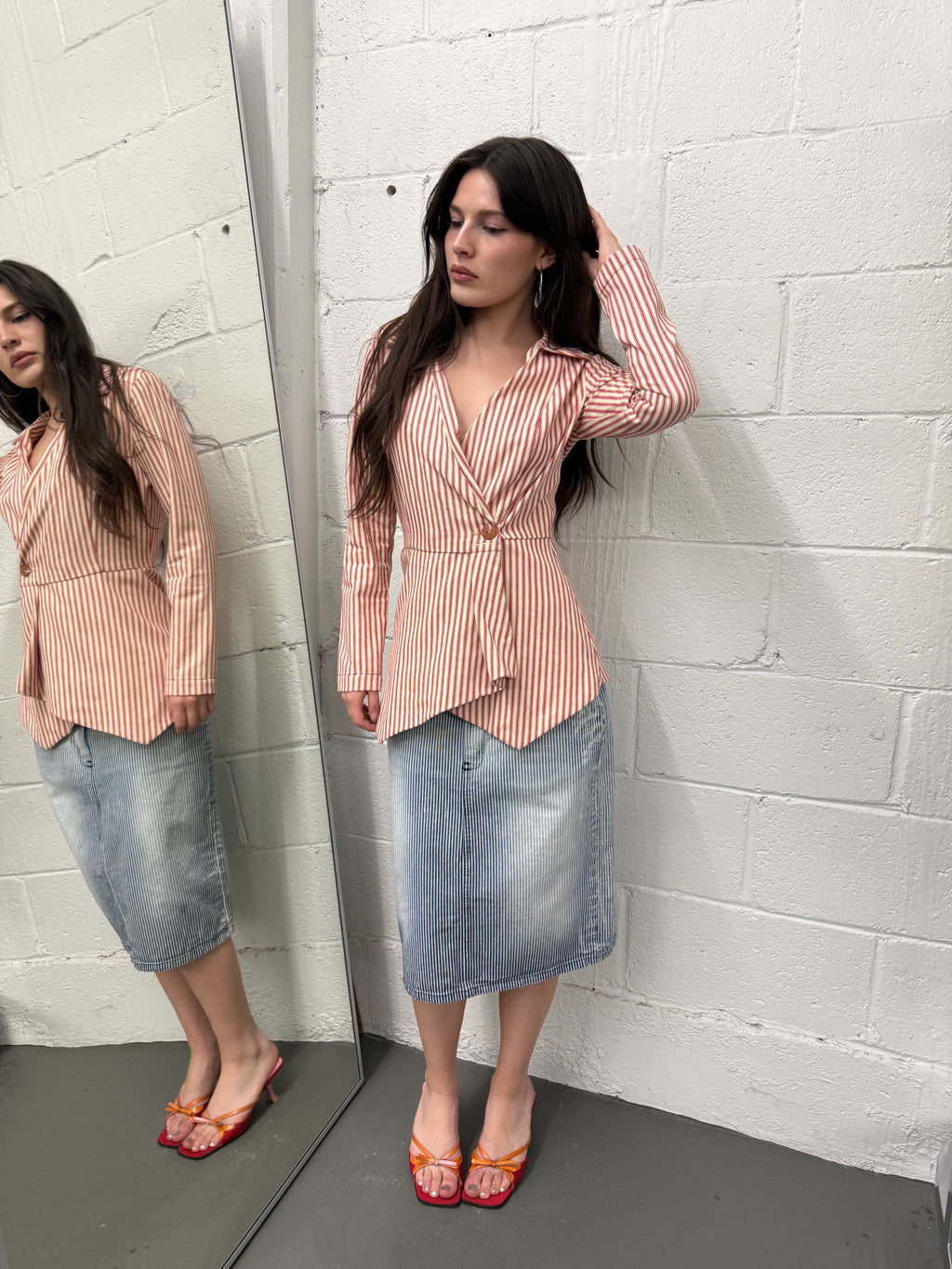 Striped asymmetrical top