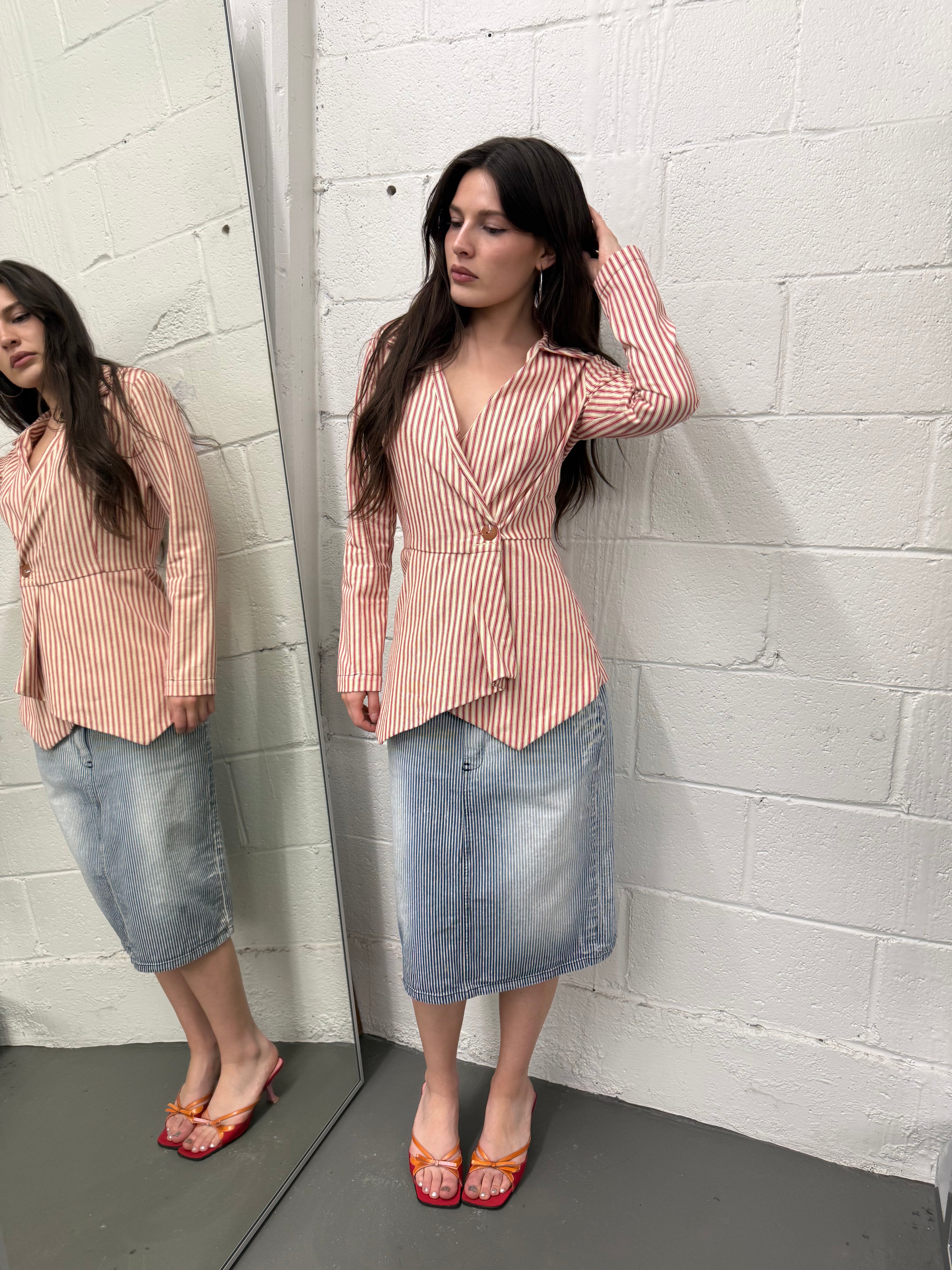 Striped asymmetrical top