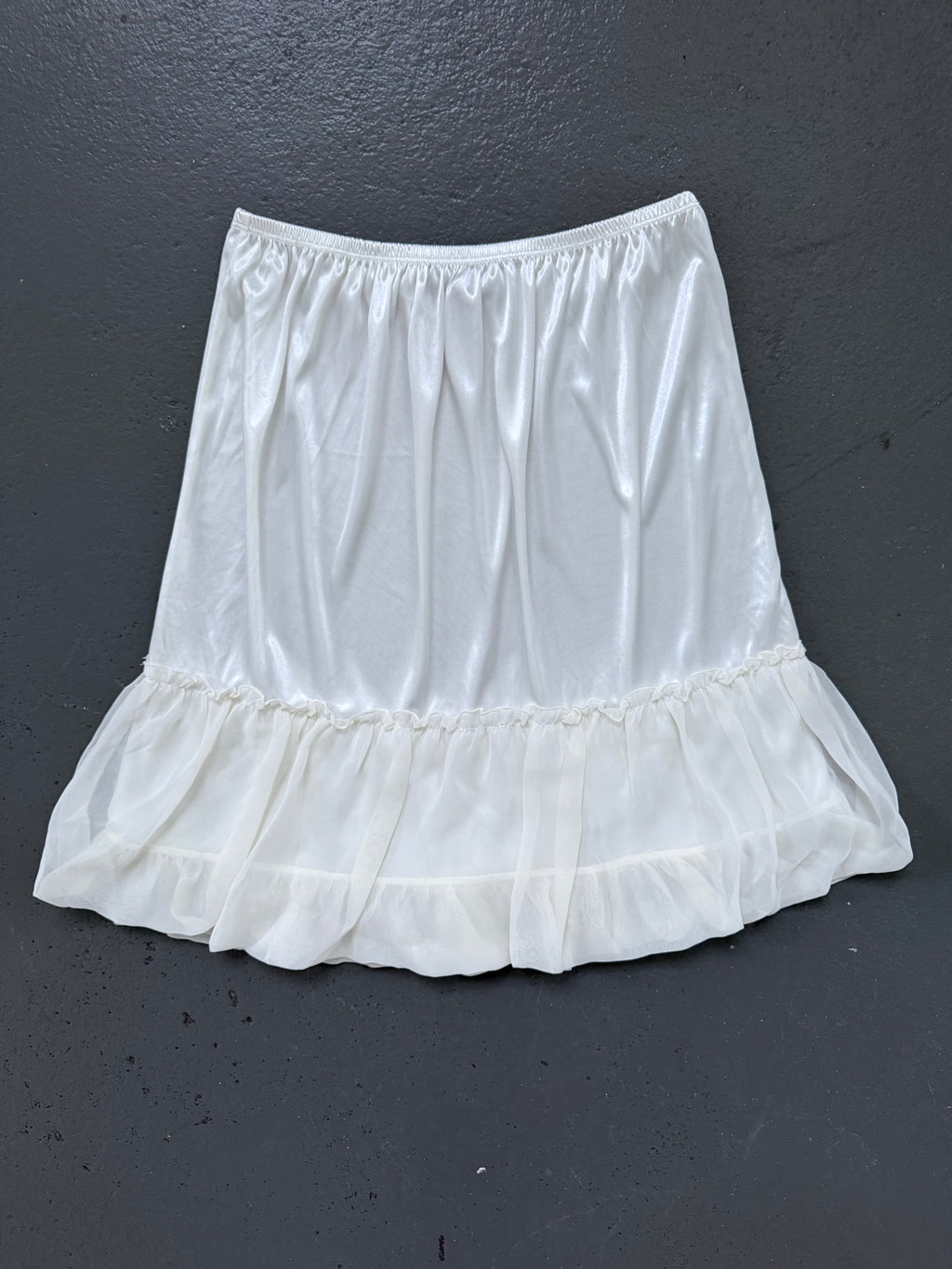 White ruffle midi skirt