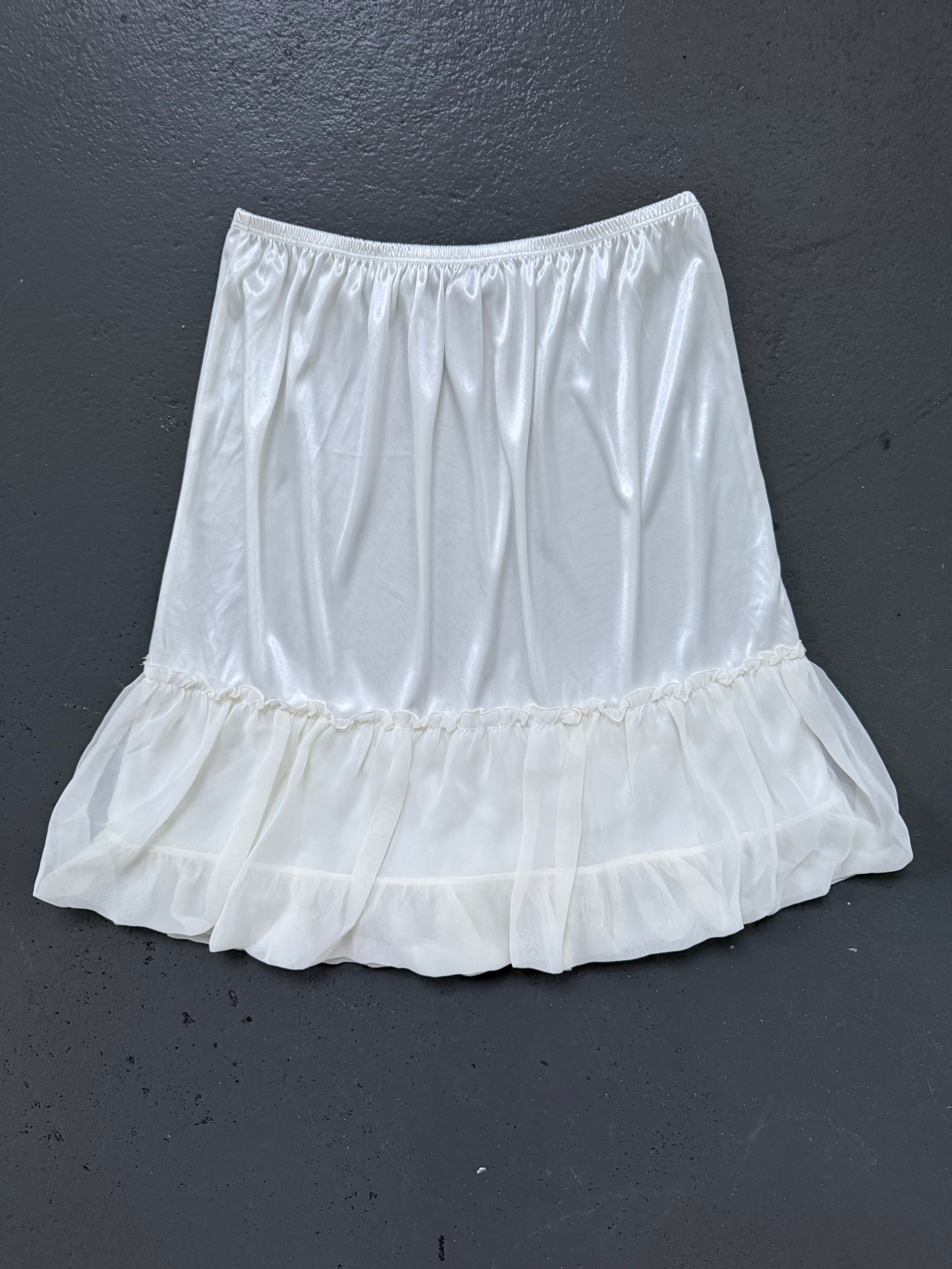 White ruffle midi skirt