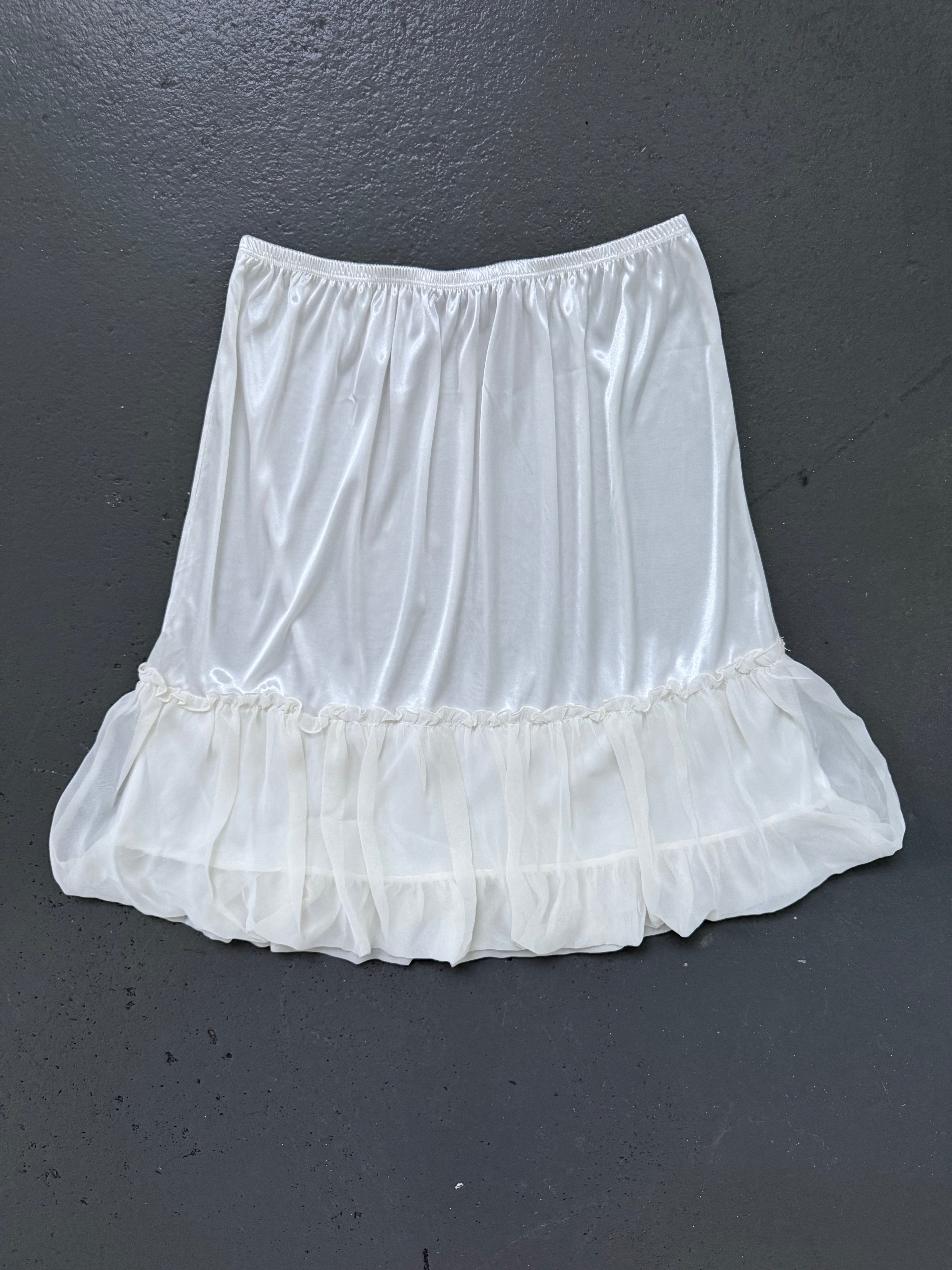 White ruffle midi skirt