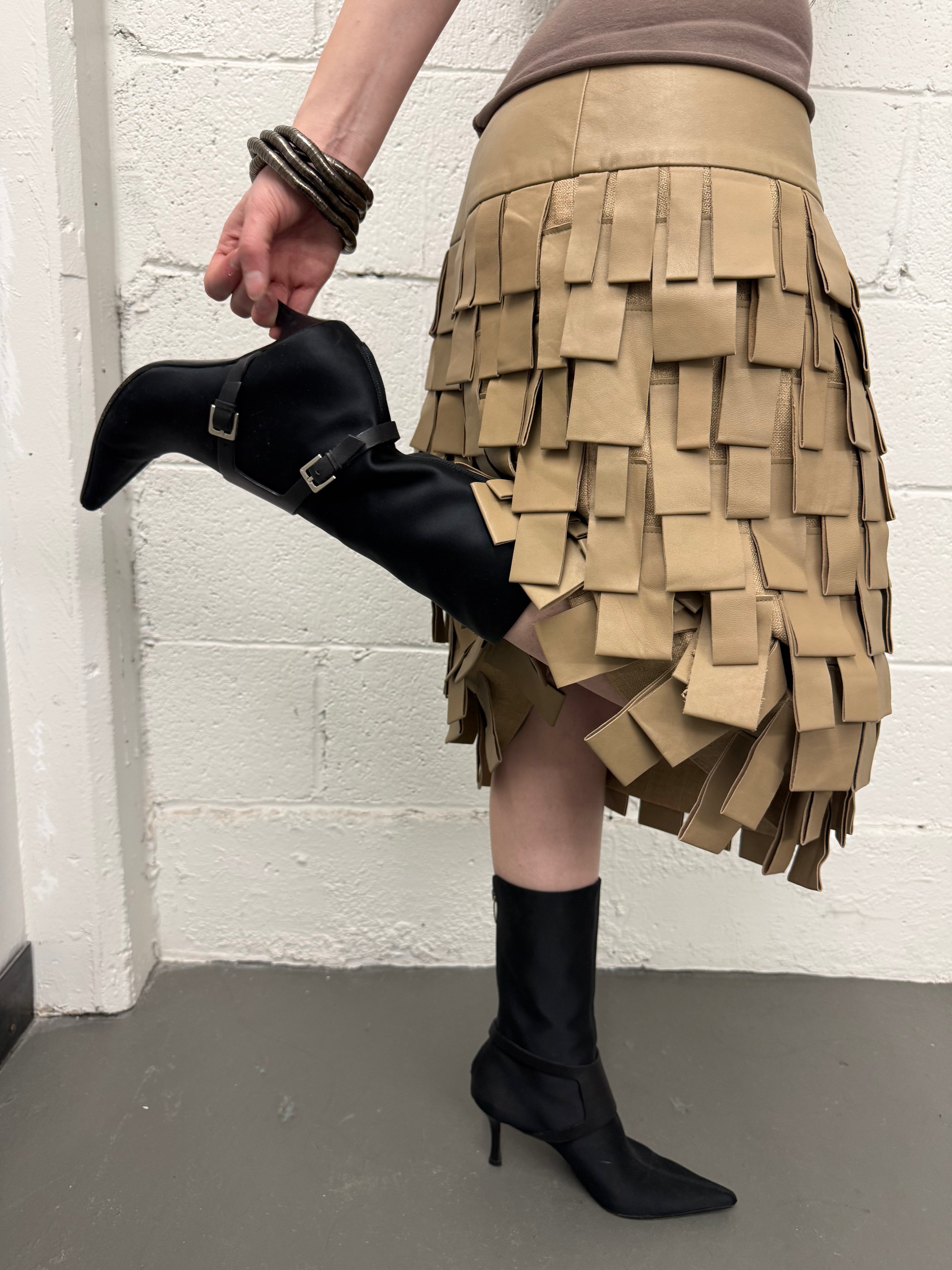 Vintage leather midi skirt