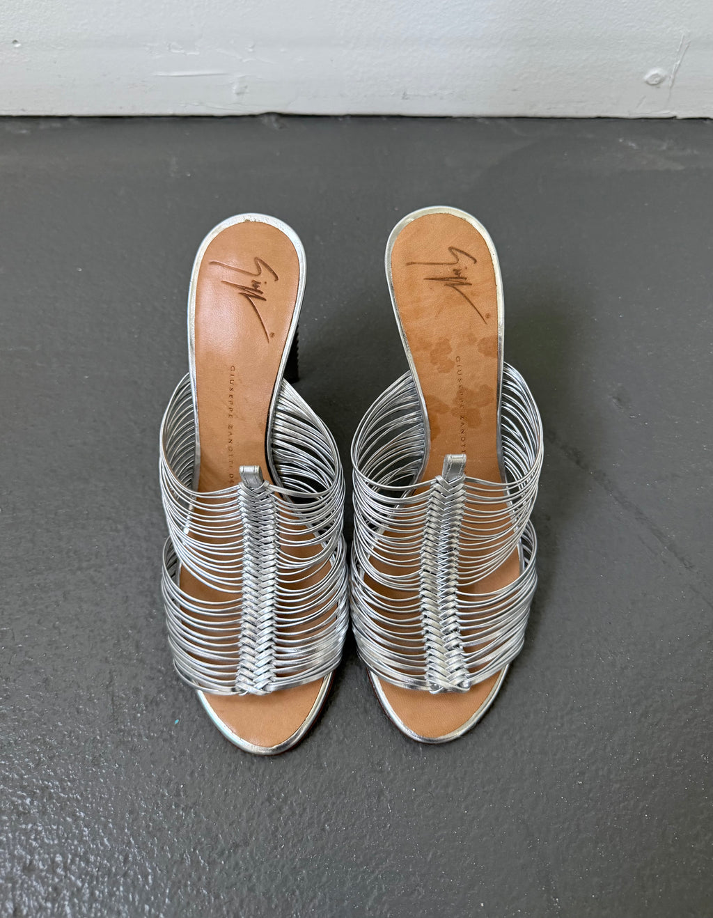 Guiseppe Zanotti silver leather heels