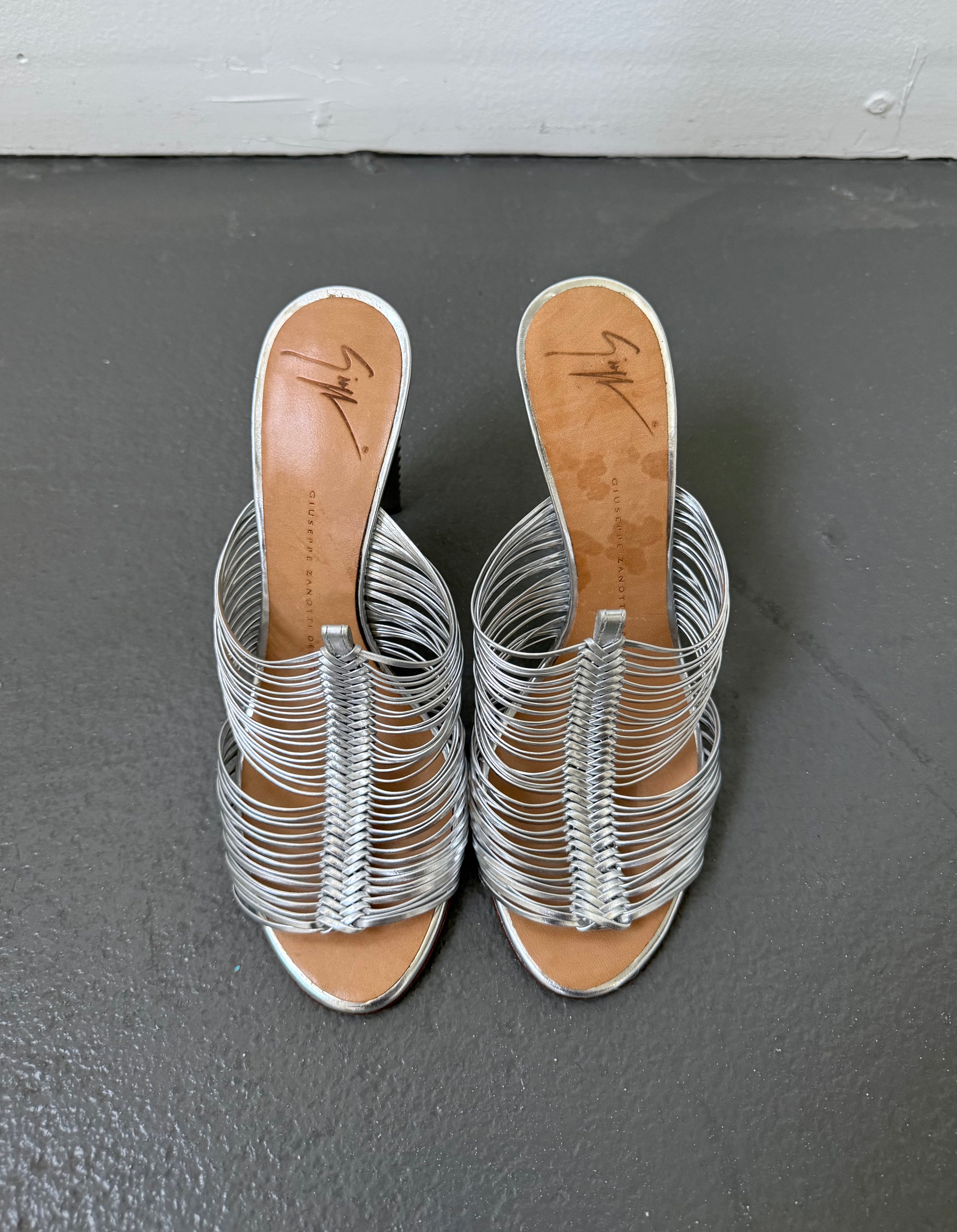 Guiseppe Zanotti silver leather heels