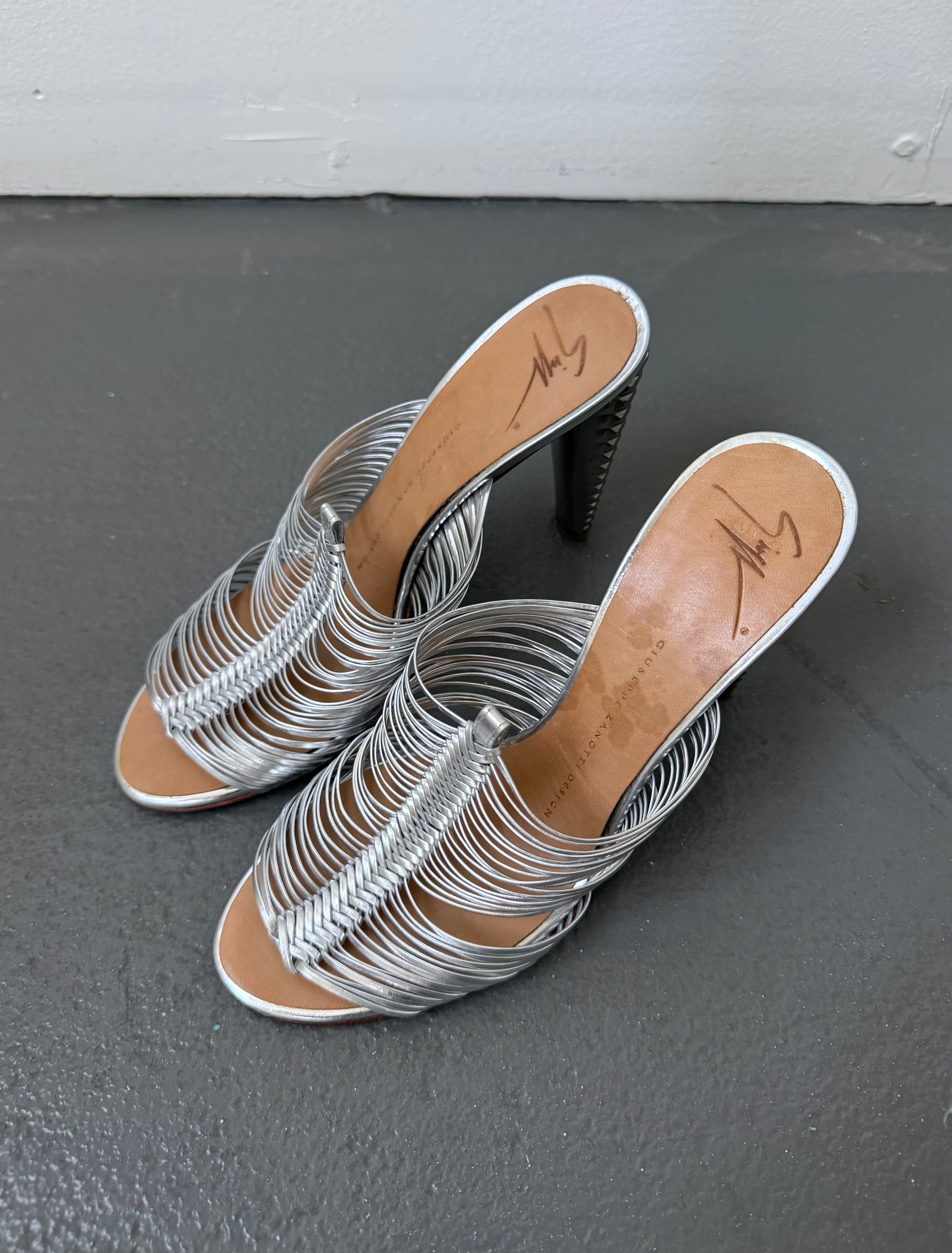 Guiseppe Zanotti silver leather heels