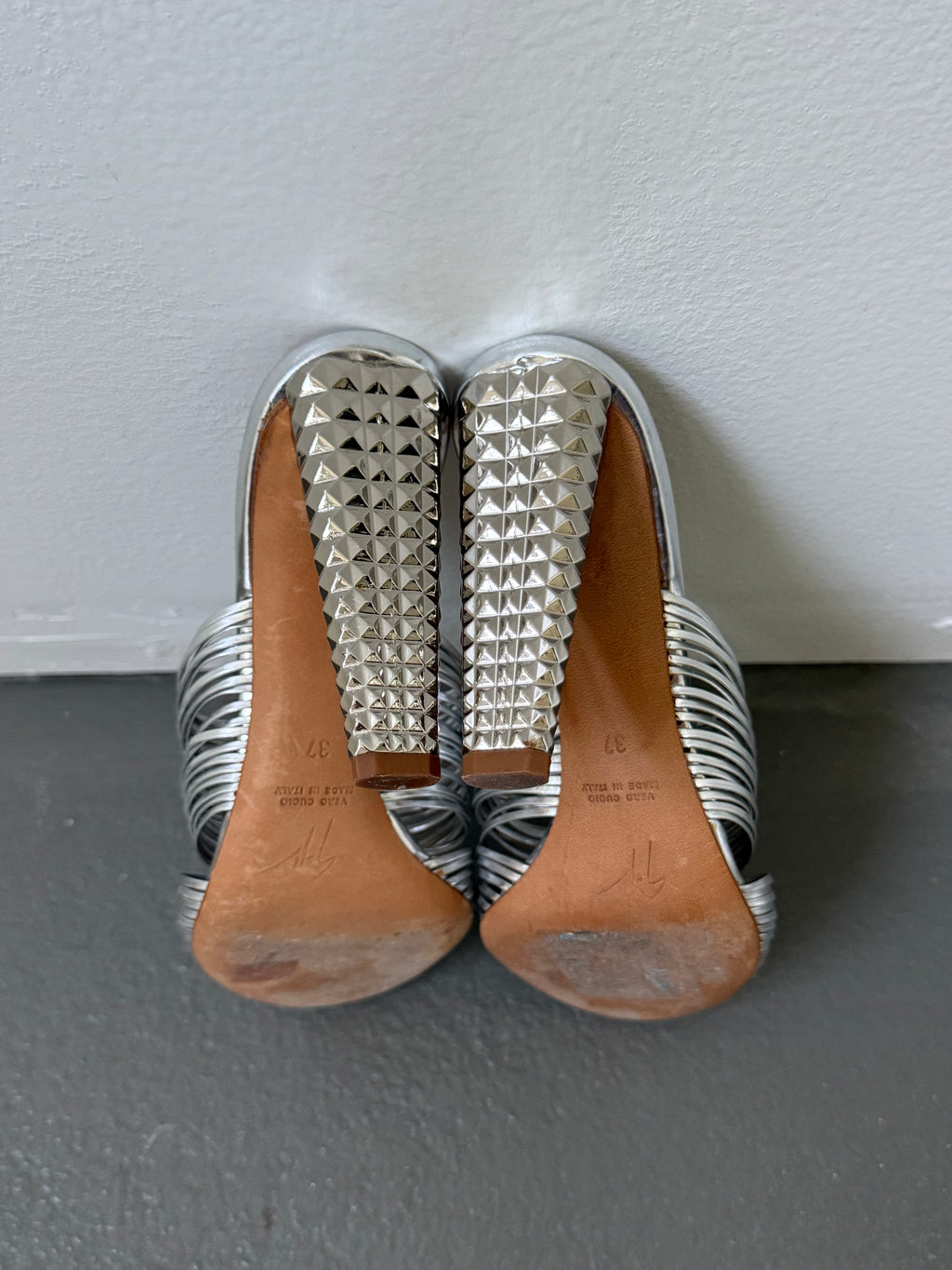 Guiseppe Zanotti silver leather heels