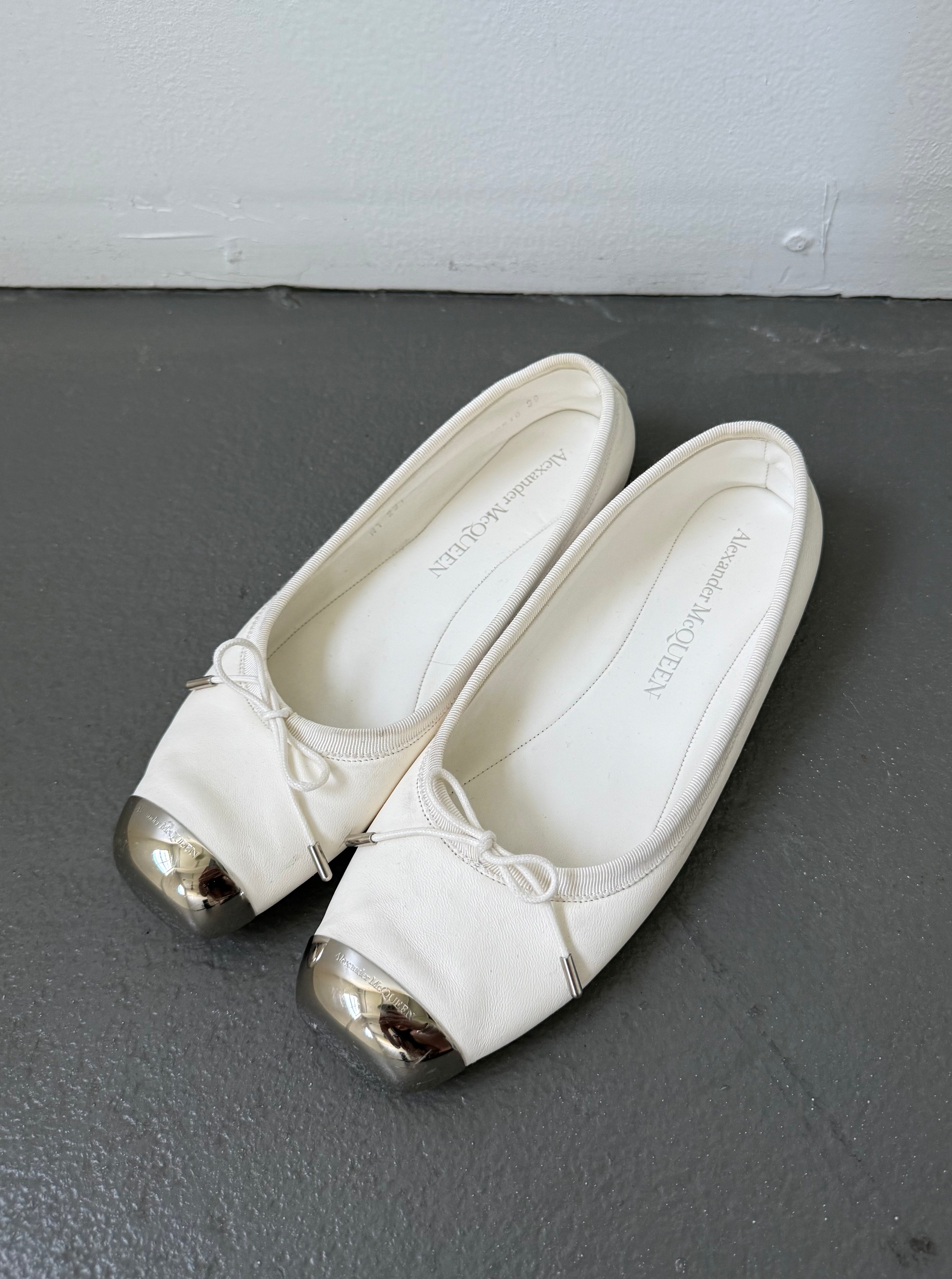 Alexander McQueen metal toecap flats