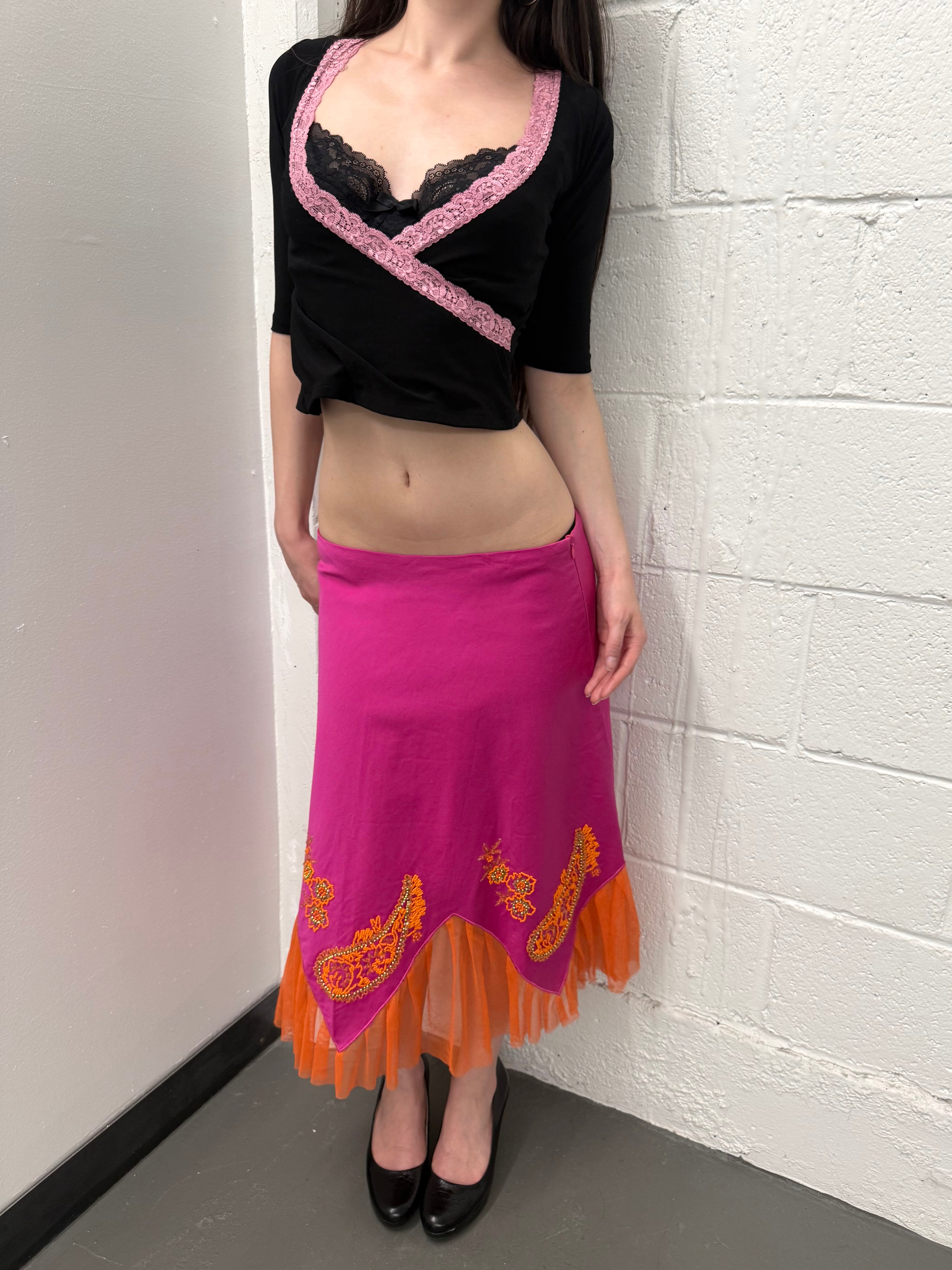 Vintage beaded midi skirt