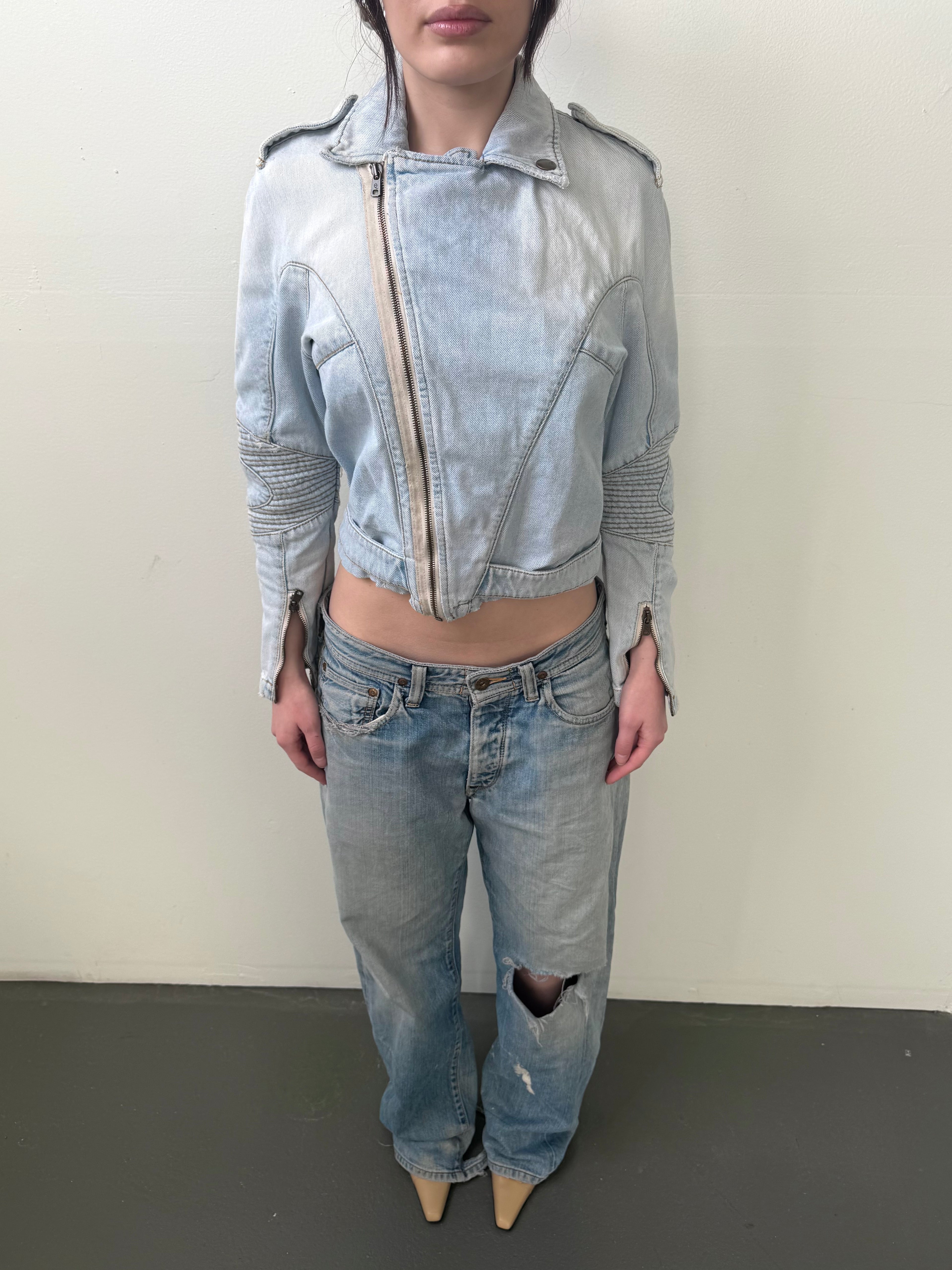 Alexander Mcqueen denim moto jacket