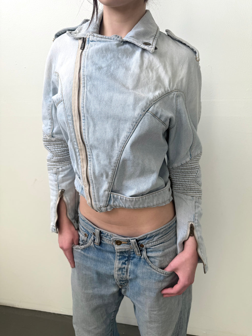 Alexander Mcqueen denim moto jacket