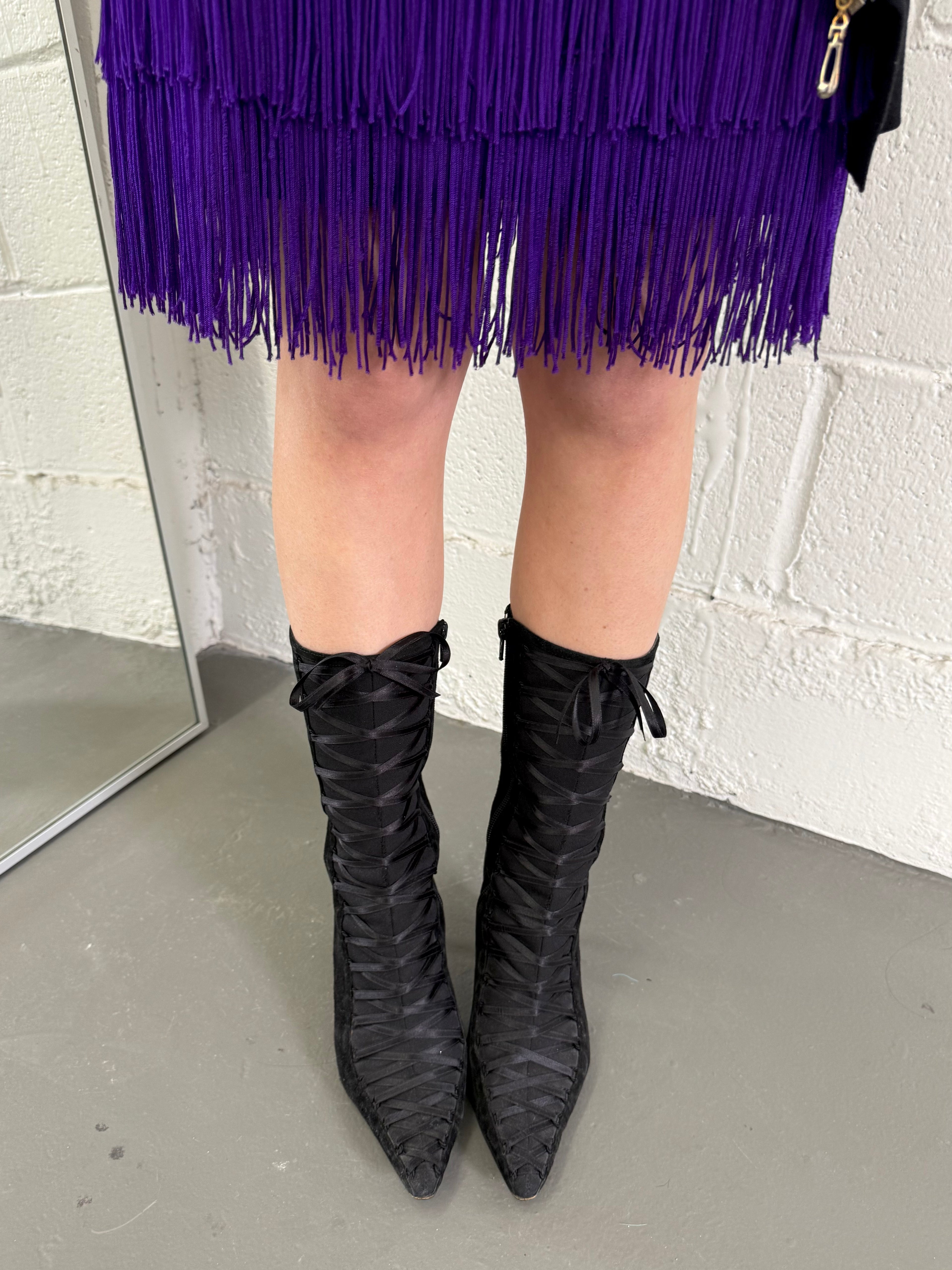 Vintage lace detail boots