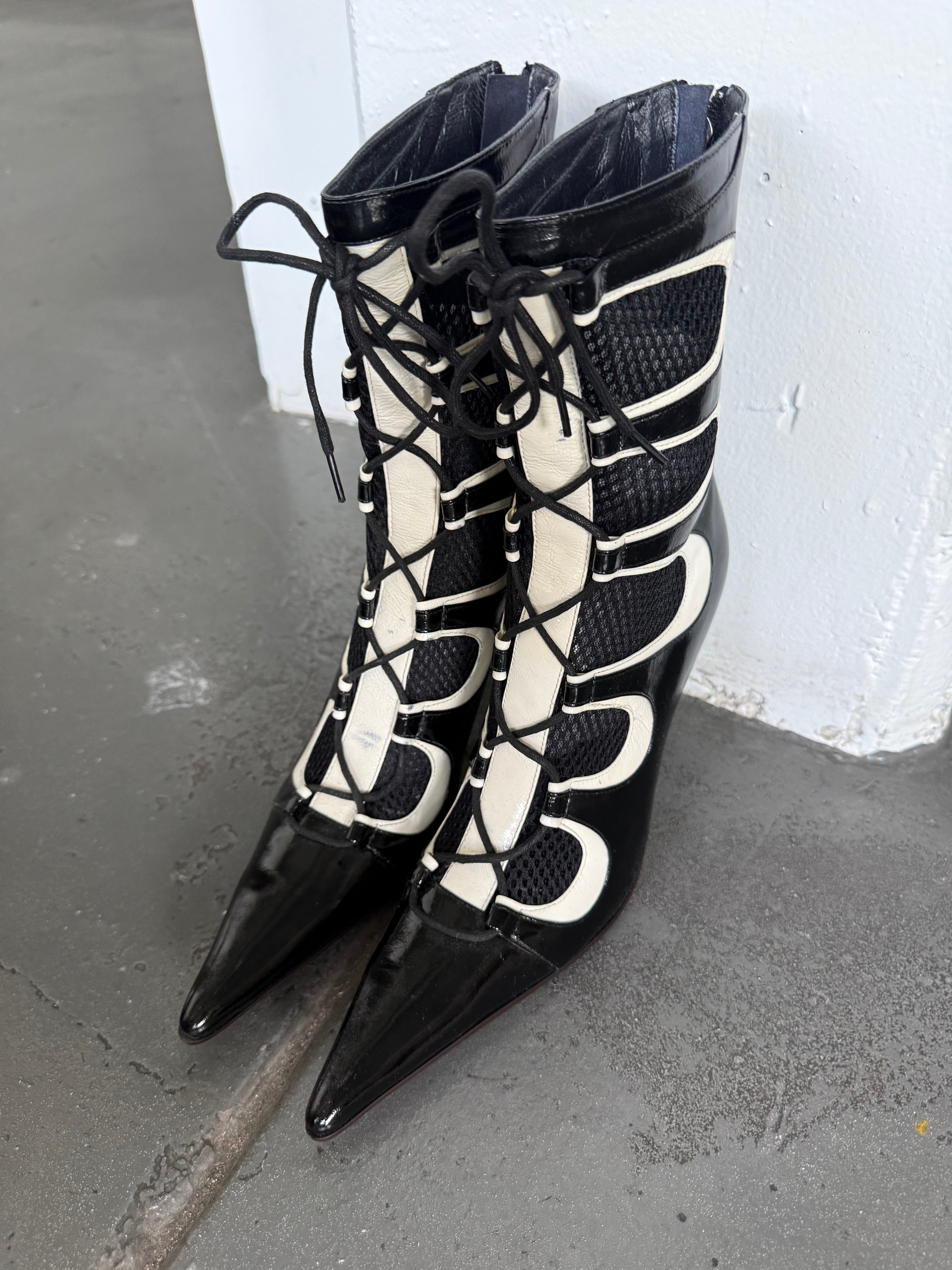 Vintage moto style heeled boots