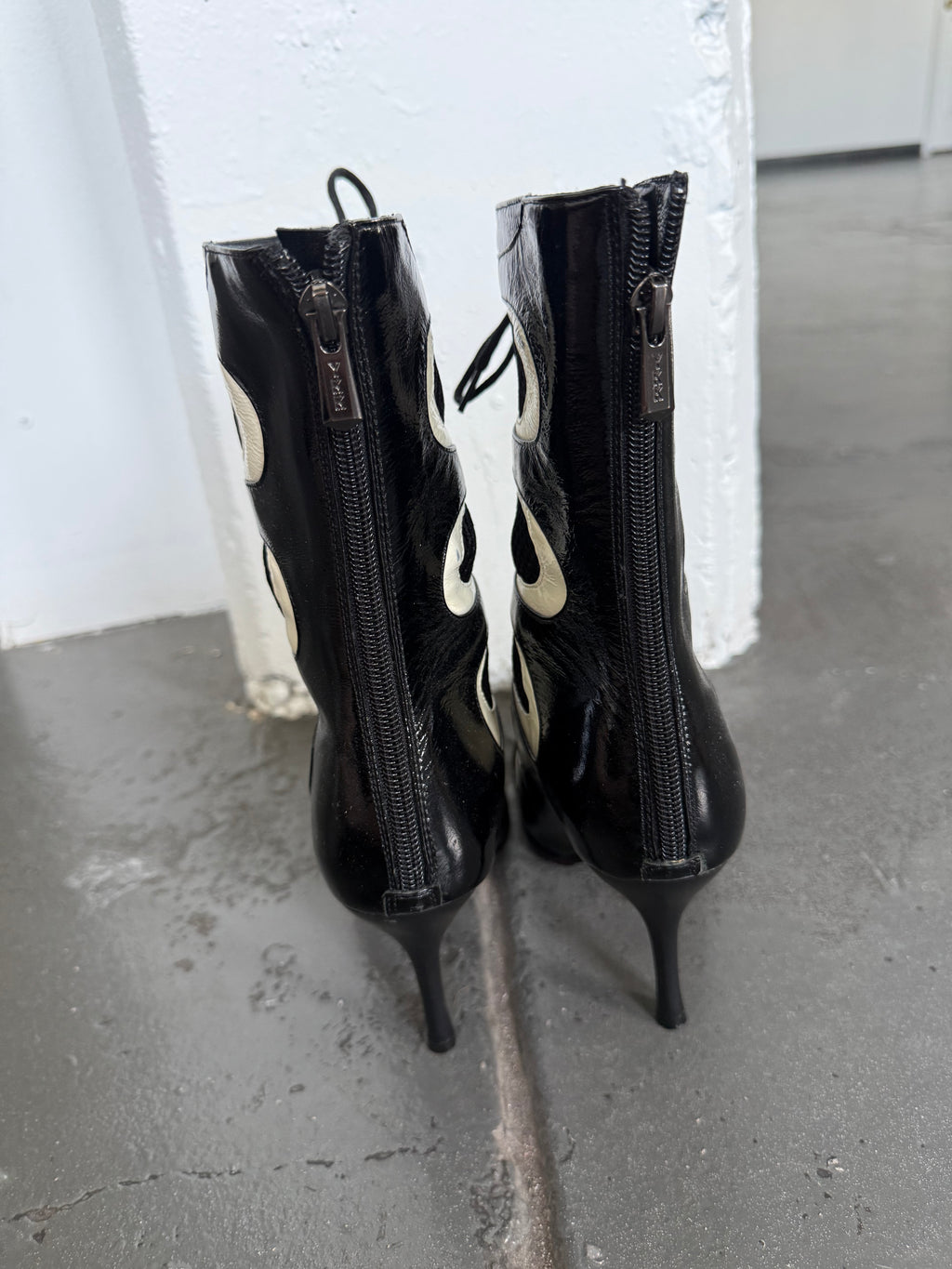 Vintage moto style heeled boots