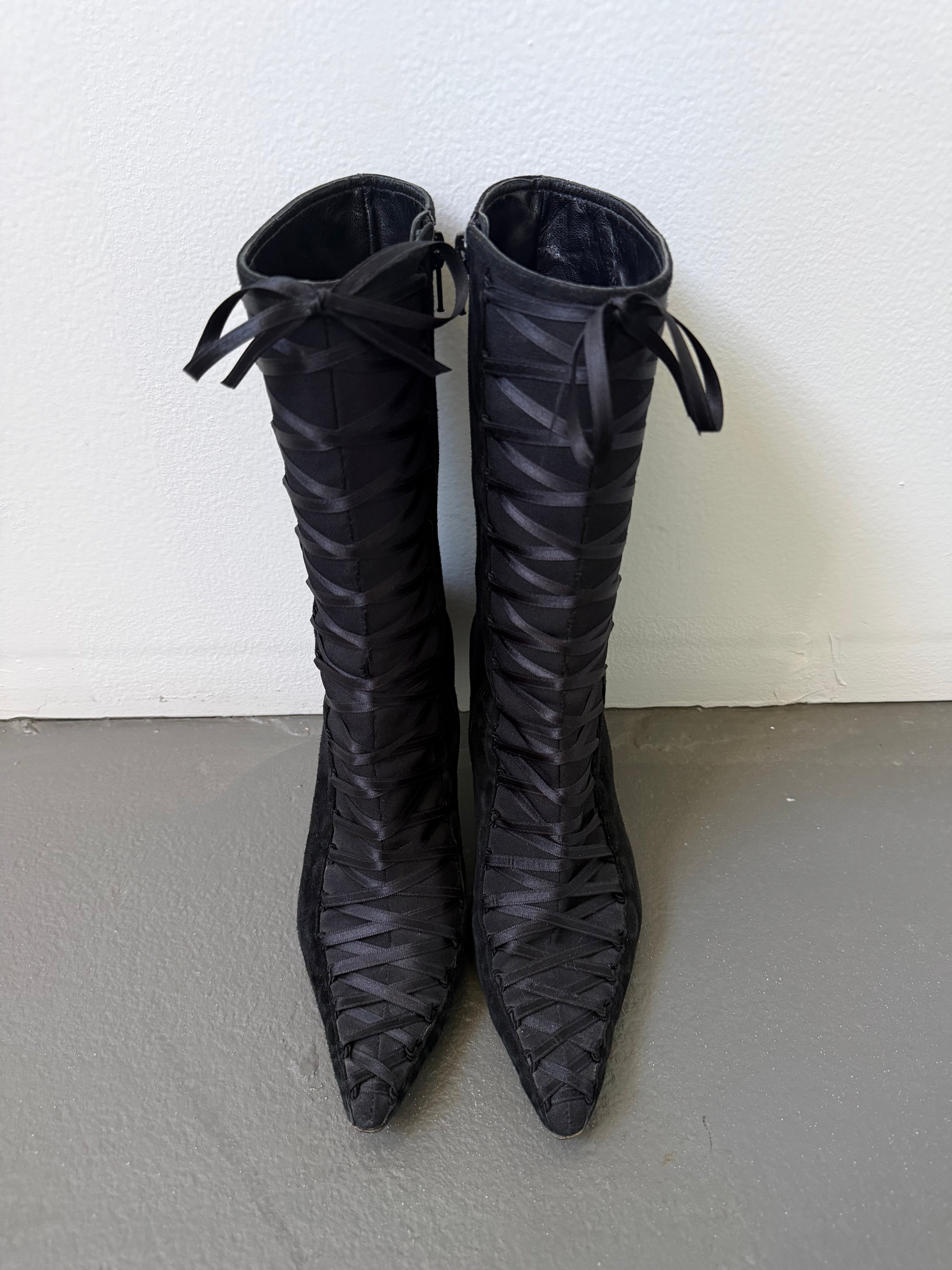Vintage lace detail boots