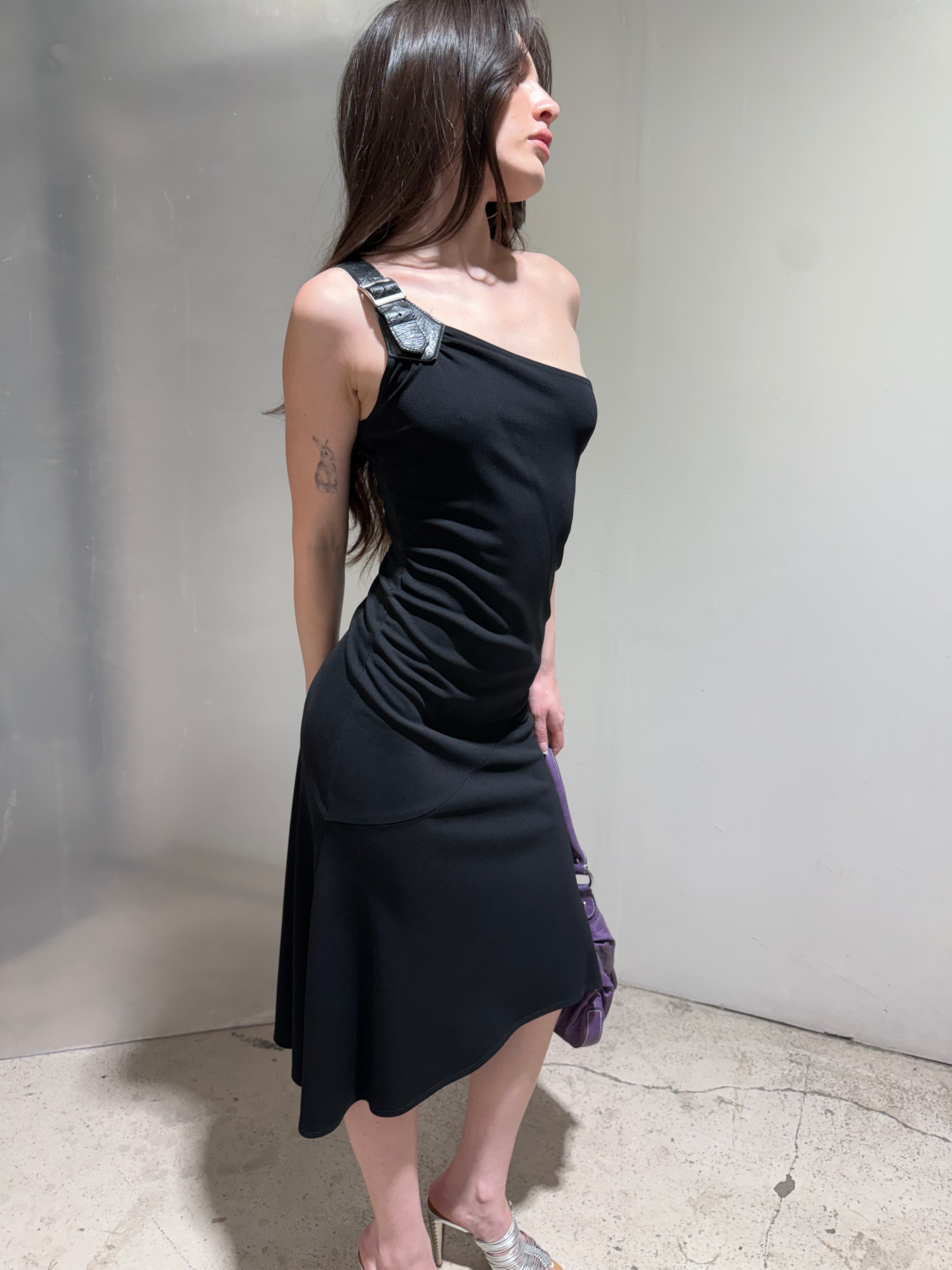 Vintage buckle strap dress