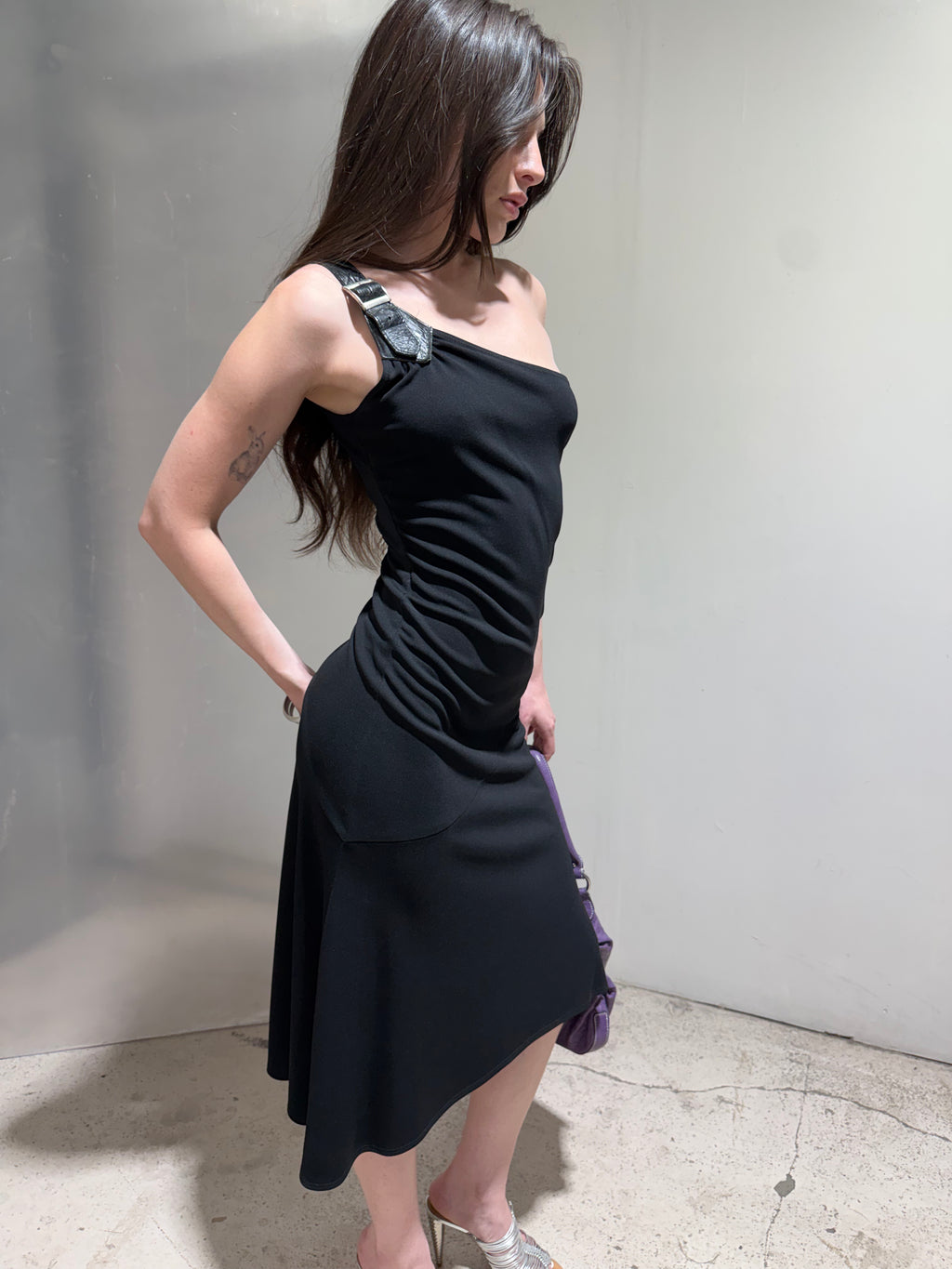 Vintage buckle strap dress