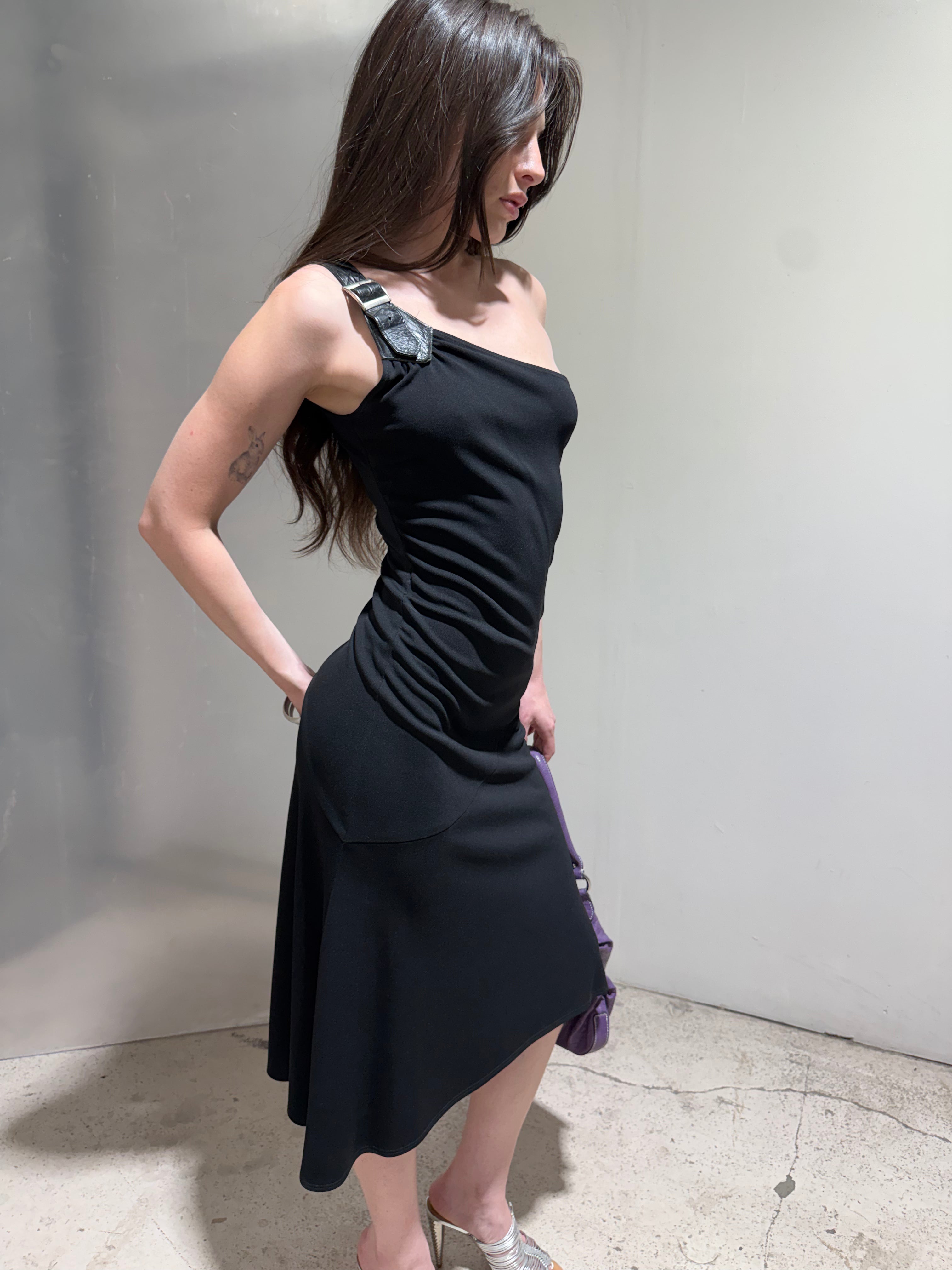 Vintage buckle strap dress