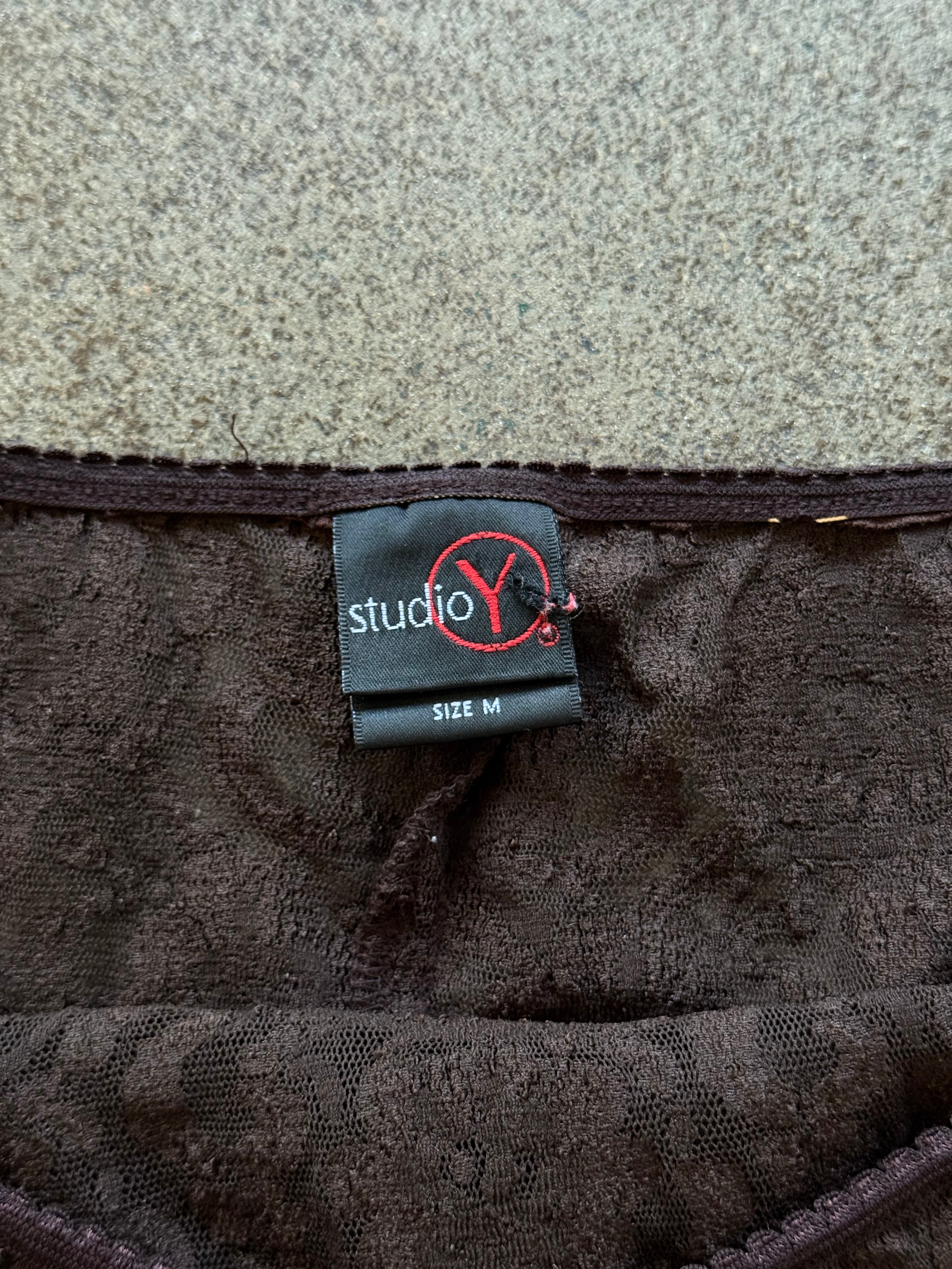 Brown lace micro mini skirt